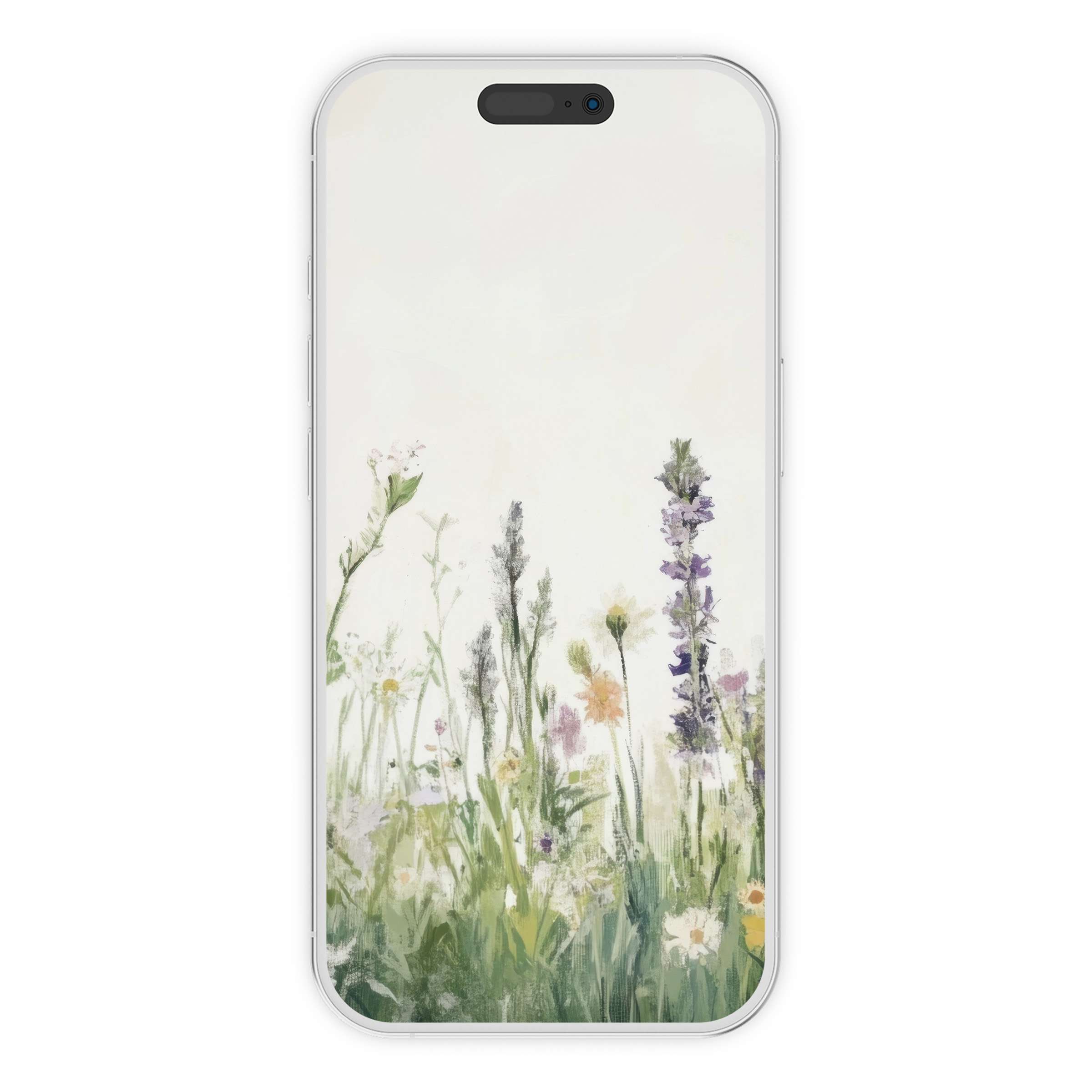 Serene floral iPhone wallpaper in pastel hues, offering a calming background for digital download on any phone, enhancing tranquility