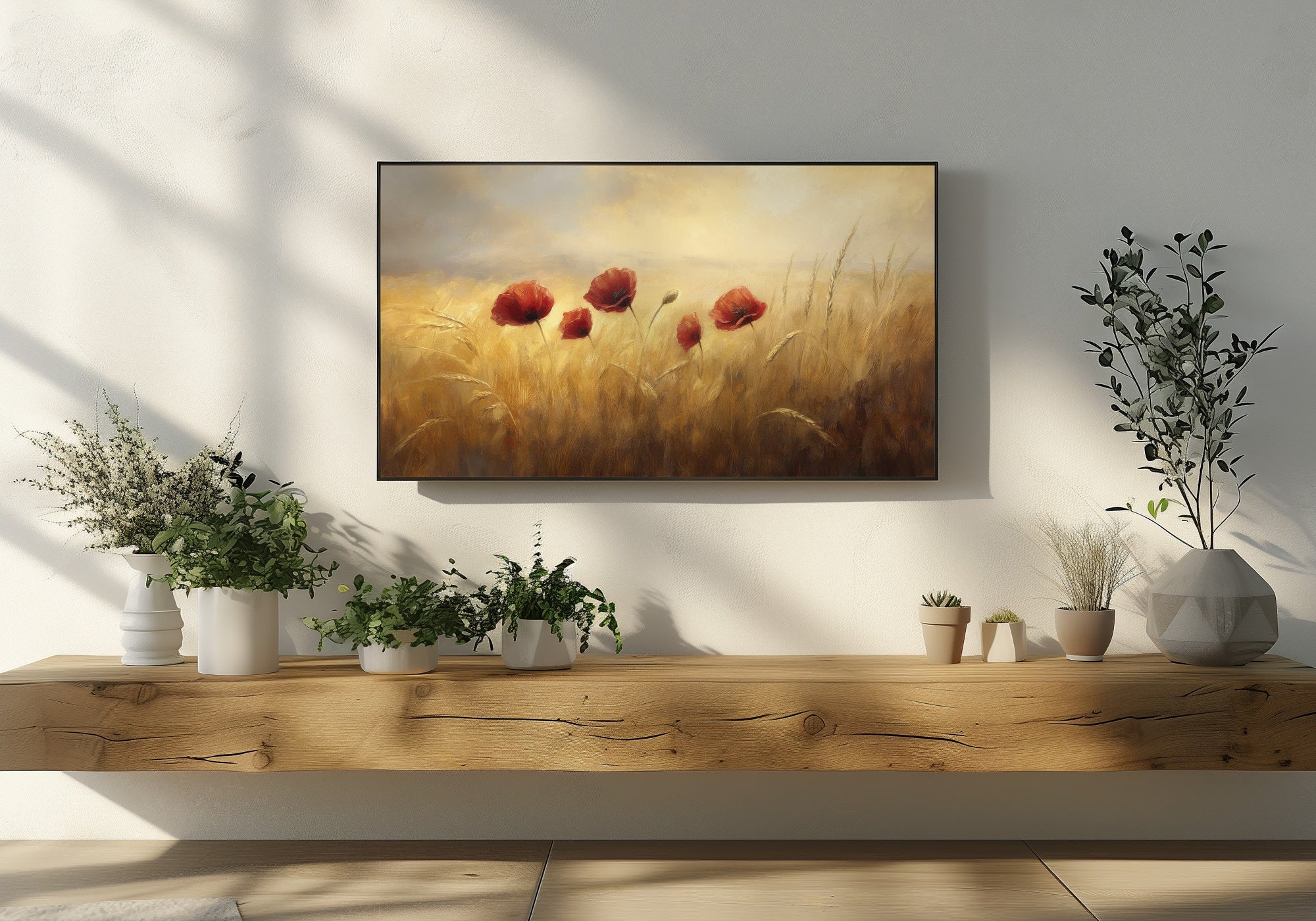 Floral Frame TV Art with wildflowers in field