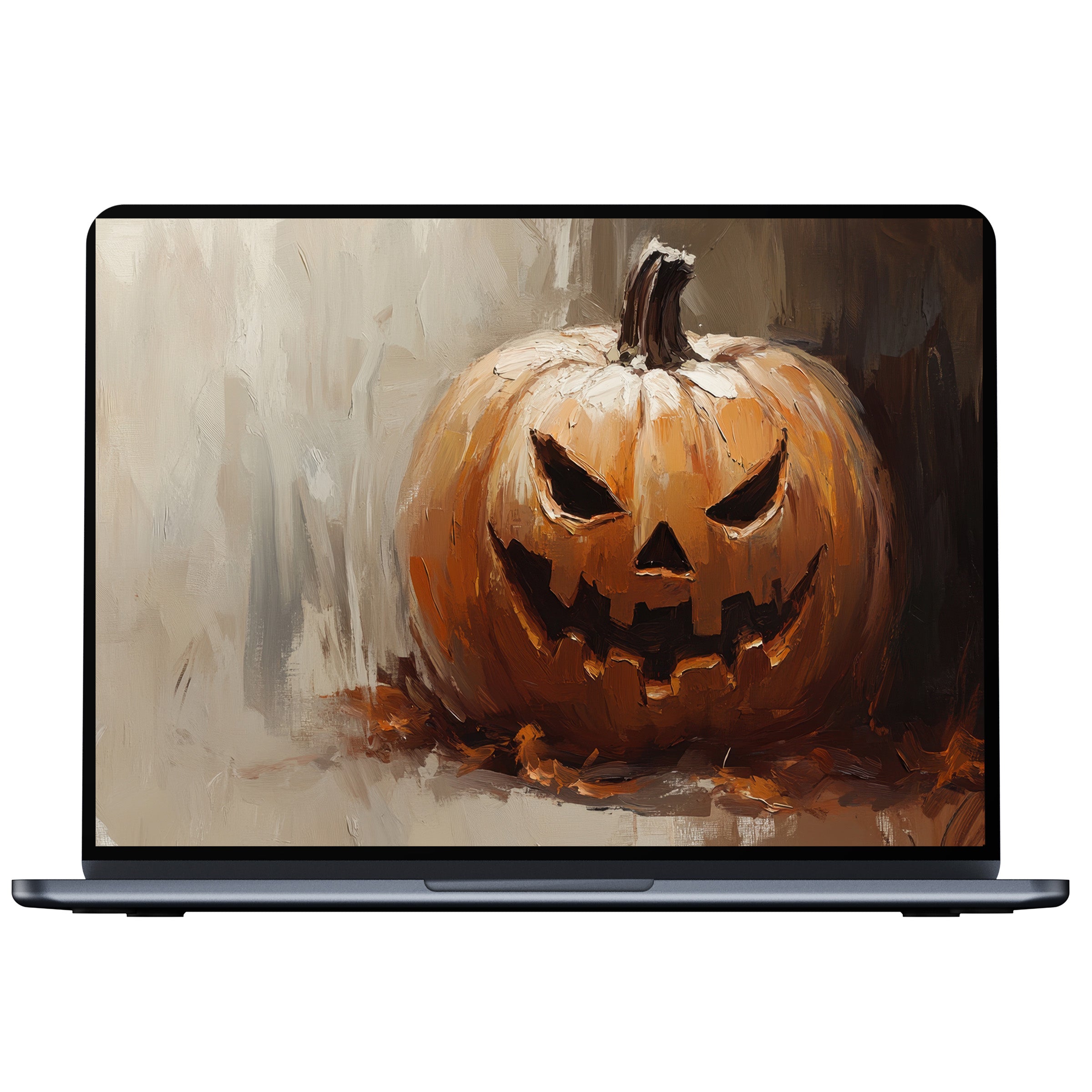 Halloween desktop wallpaper digital download featuring an elegant painted pumpkin for PC and laptop creating calm and inspiration