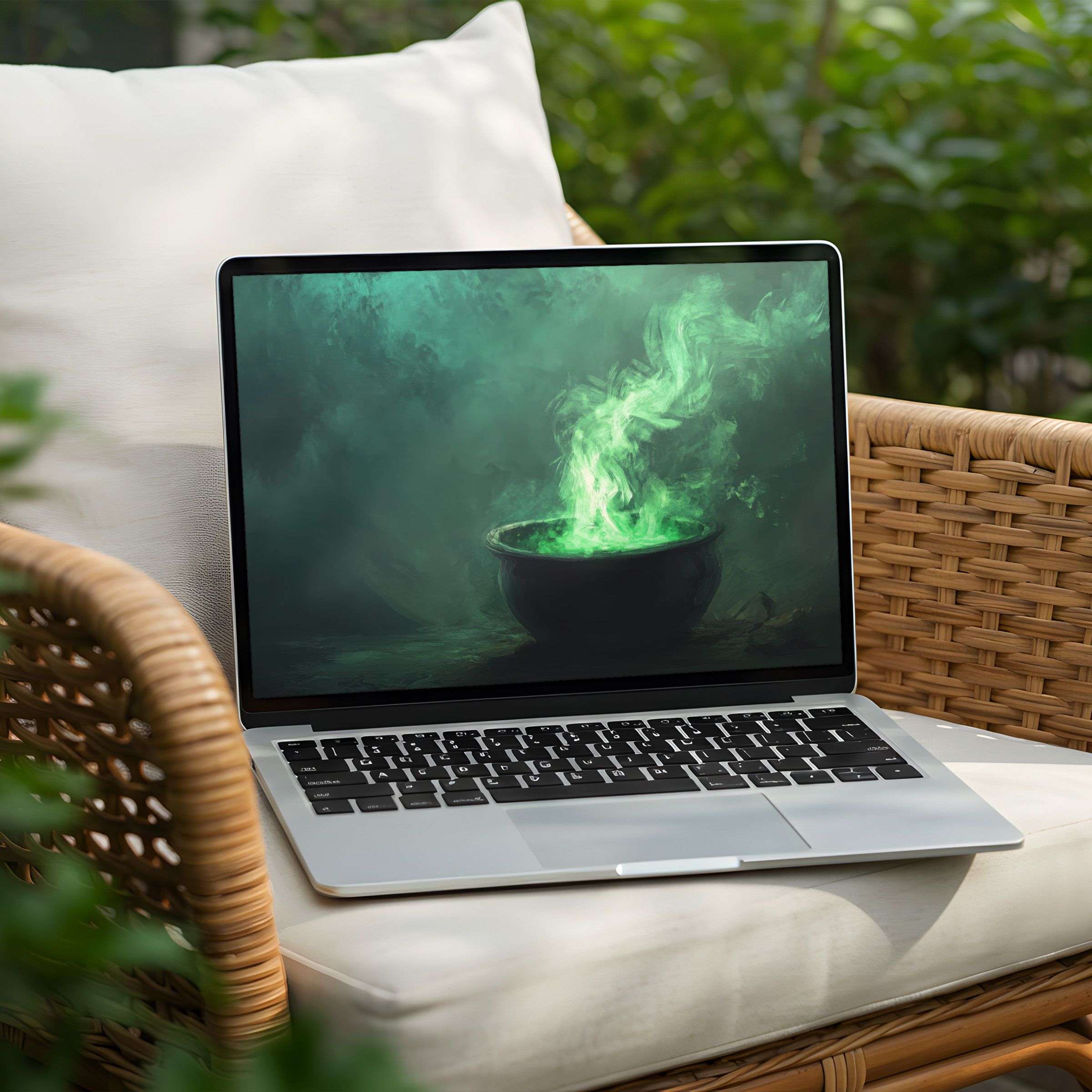 Green mist in a calm desktop background for PC and Laptop, offering instant download to inspire elegance and mindfulness