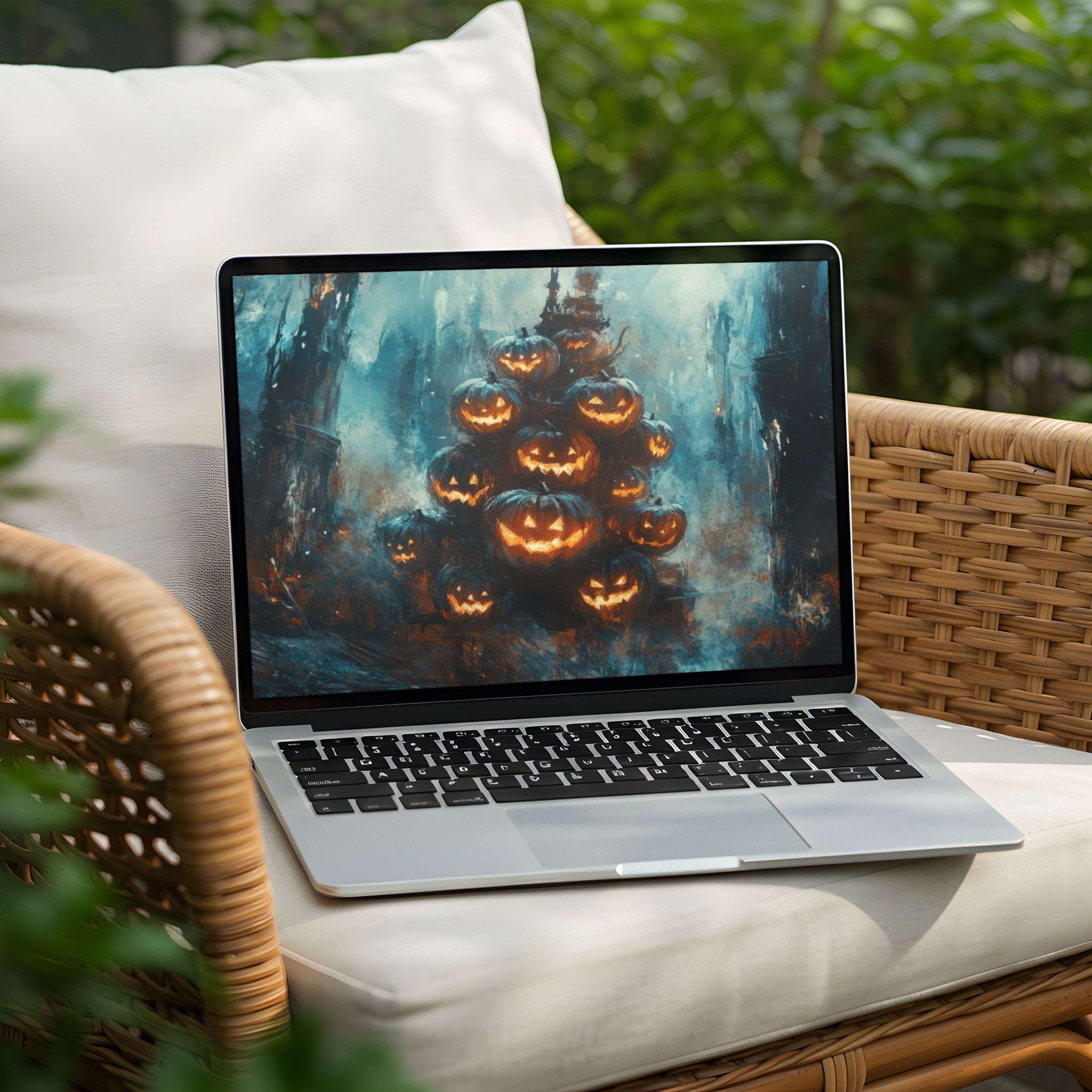 Download an enchanting desktop background for PC or Laptop featuring glowing pumpkins, evoking calm and inspiring mindfulness