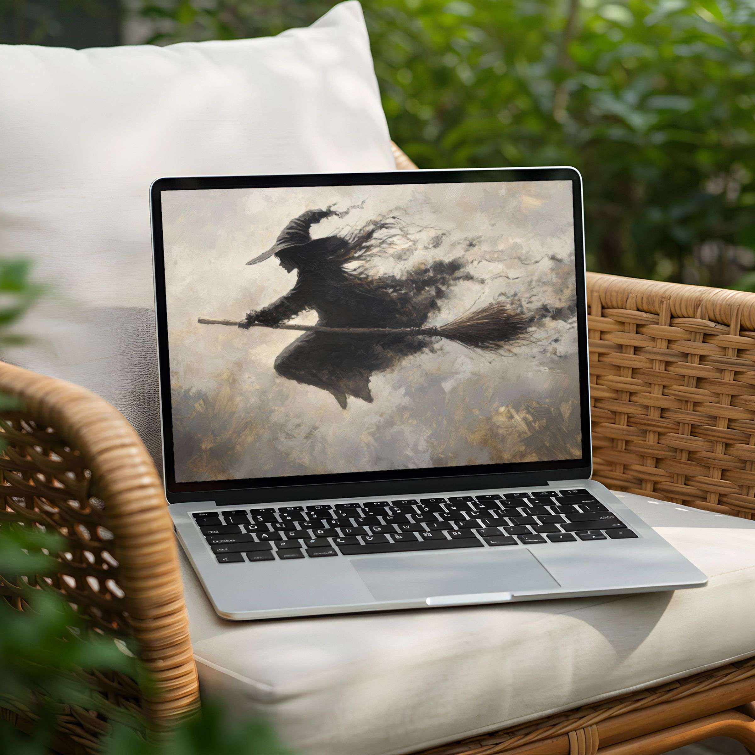 Download this serene witch silhouette desktop background for instant inspiration and elegance on your PC or Laptop display