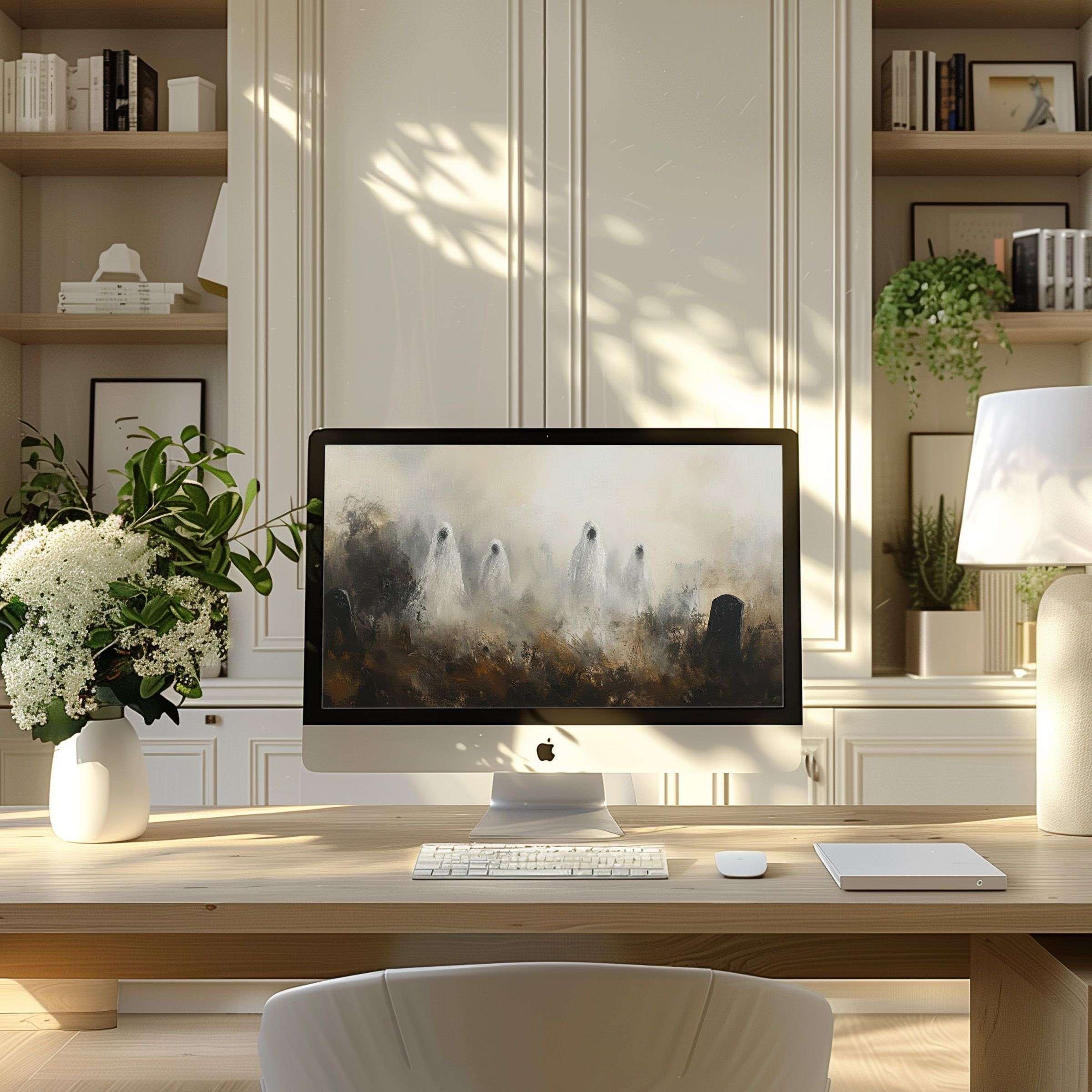 Elegant abstract art wallpaper for computer enhances any modern home office PC or laptop inspiring calm and creative design