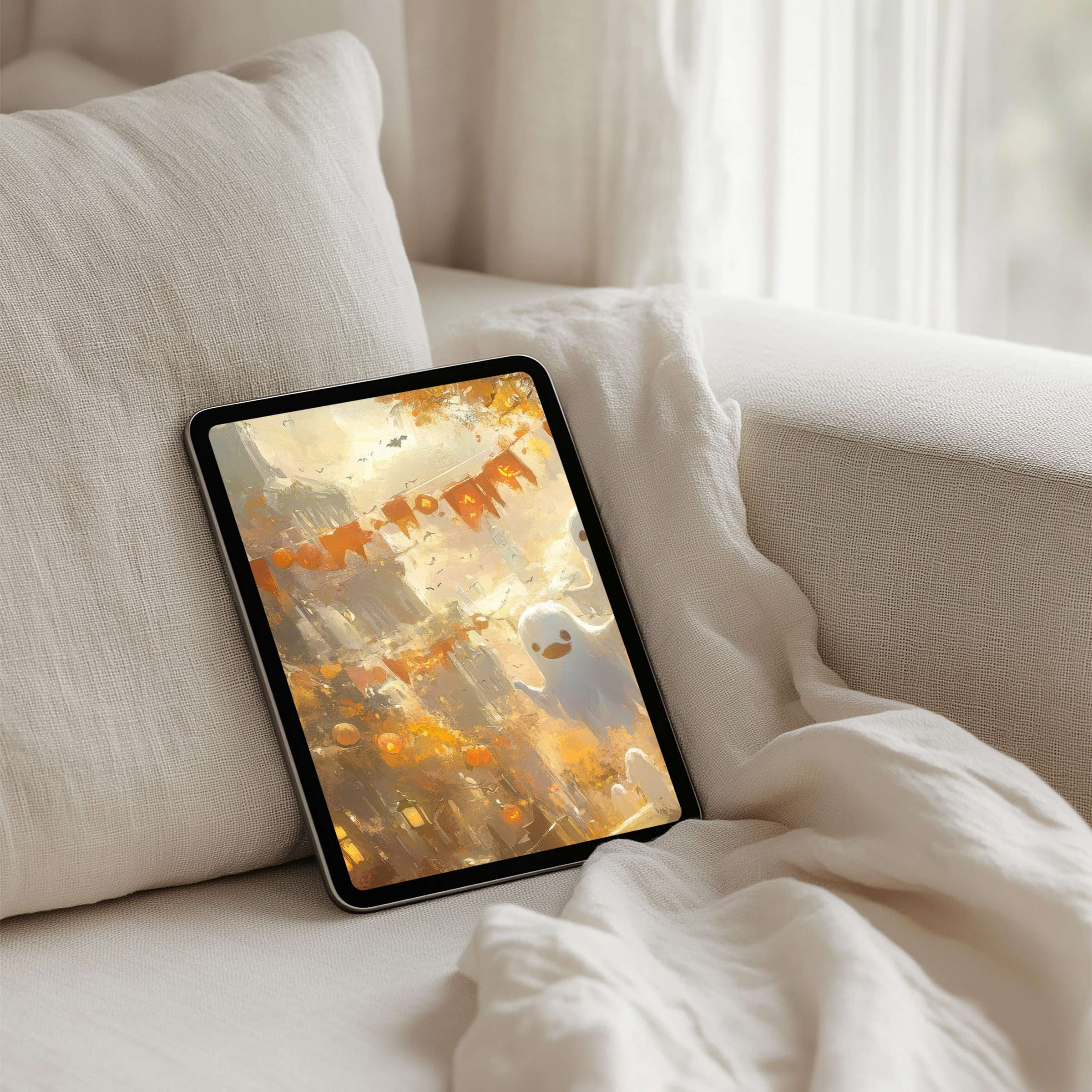 Elegant iPad background for instant download featuring warm autumnal hues and whimsical textures perfect for any tablet ambiance
