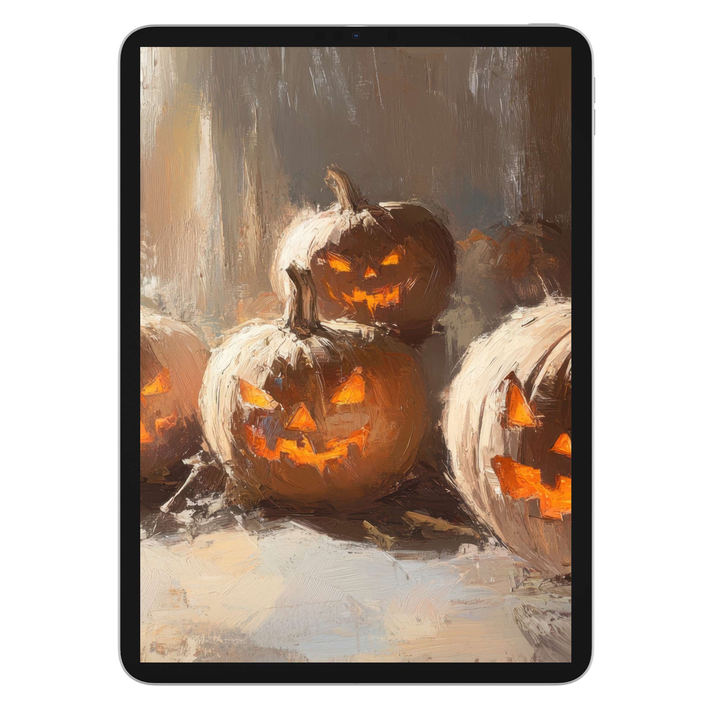 Evoke seasonal elegance with our halloween iPad wallpaper, a serene digital download showcasing textured pumpkins, ideal for any tablet background