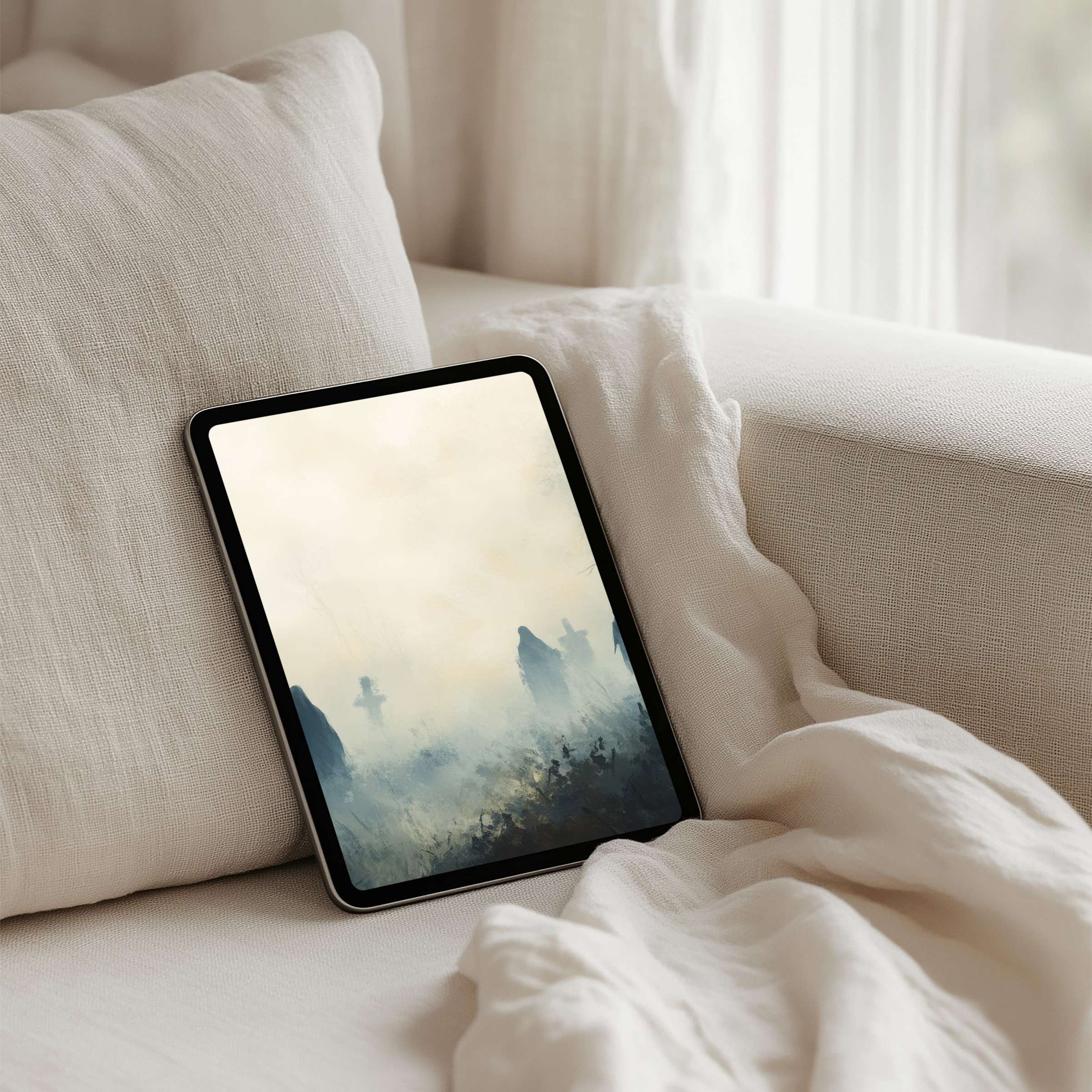 Serene abstract art iPad background in soft hues for instant download fits tablet screens like iPad Samsung Android inspiring calm