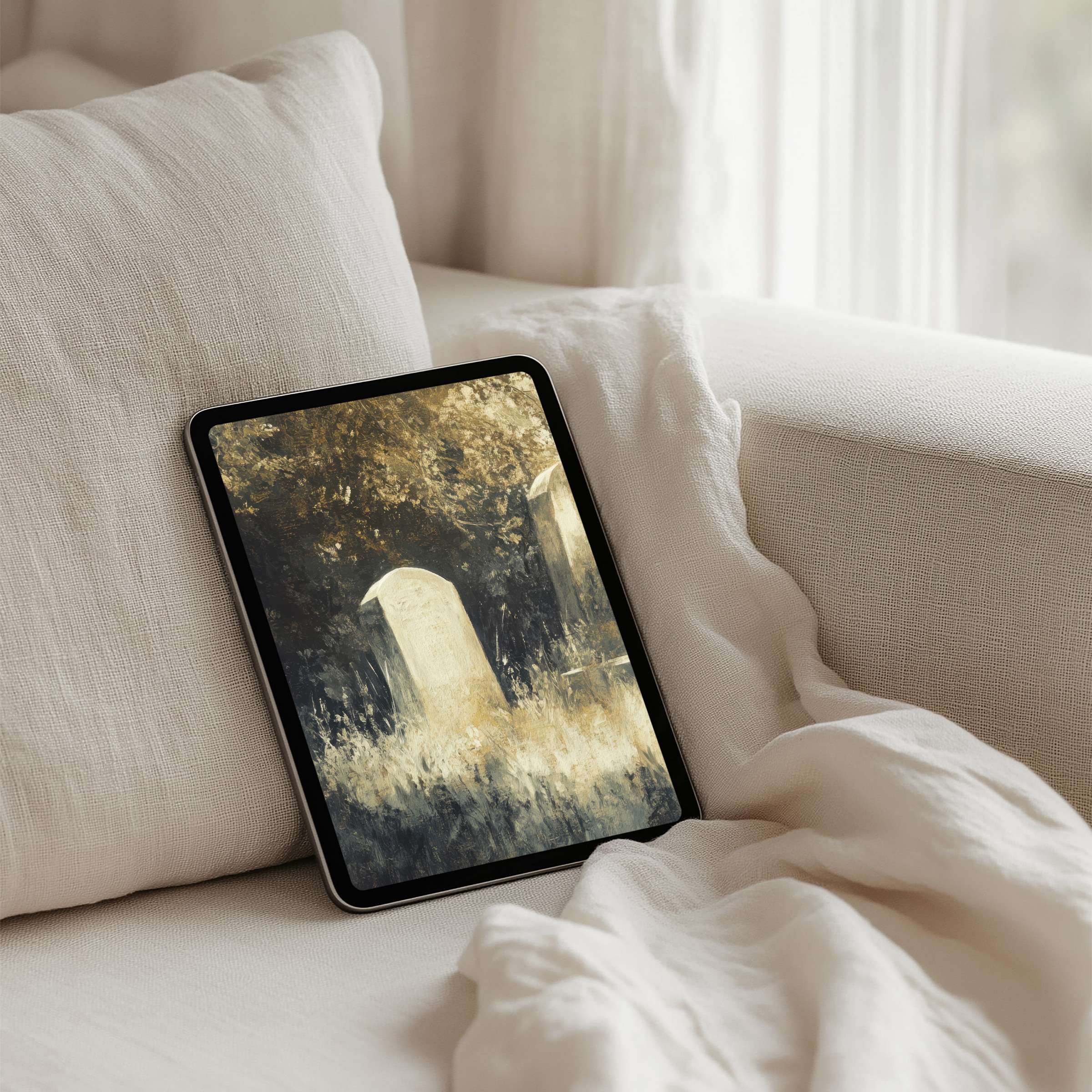 Elegant, calming tablet art with warm earthy tones perfect for iPad background instant download creating a mindful, serene space