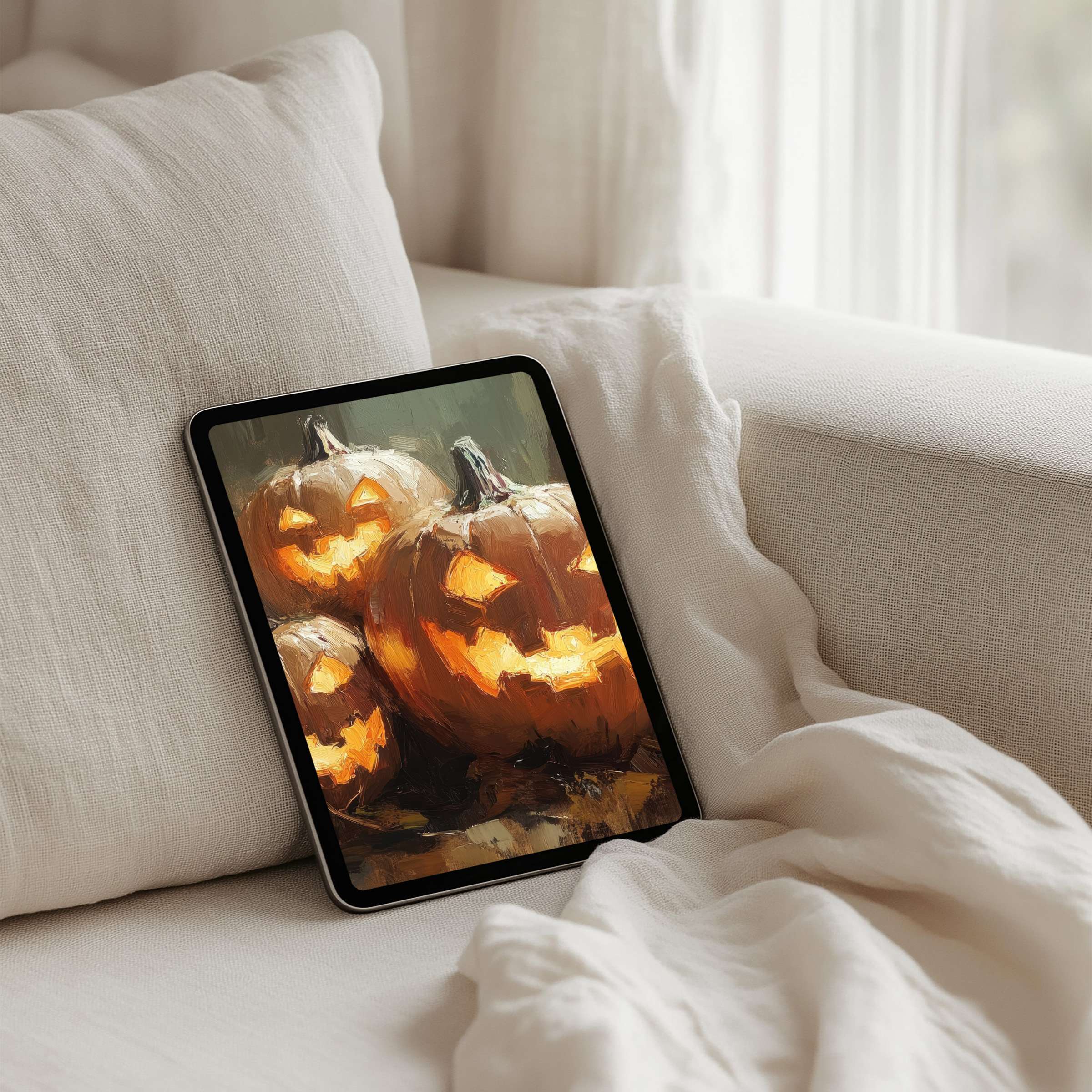 Elegant pumpkin art for iPad background adds a warm, festive touch to any tablet, offering instant download for serene inspiration