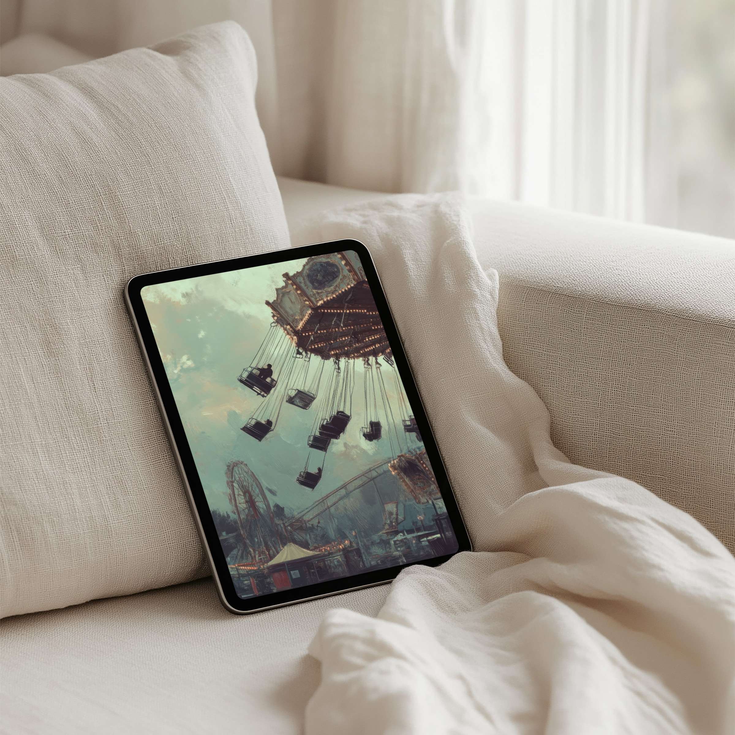 Elevate your iPad background with a nostalgic carousel scene, perfect for mindful inspiration on any tablet instant download