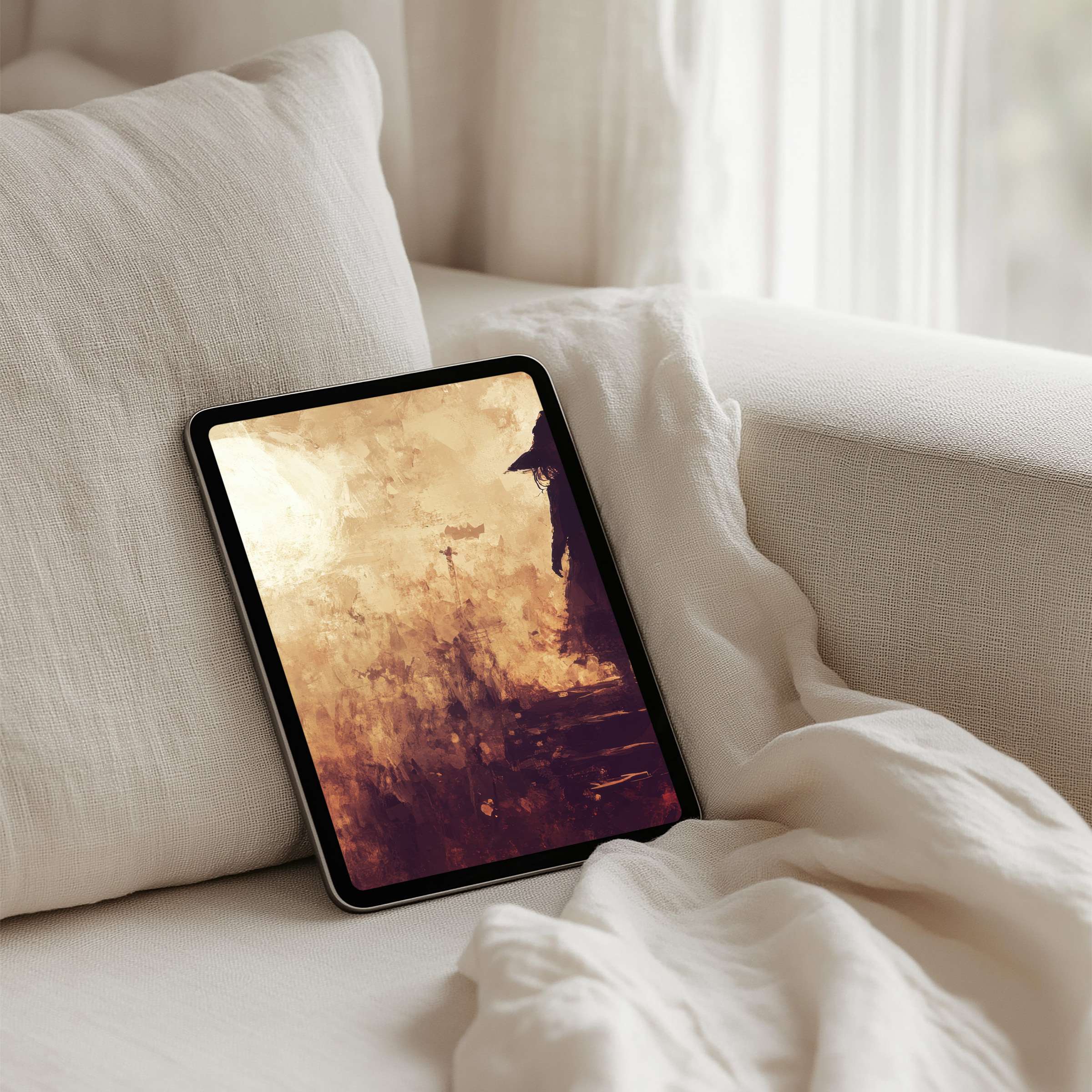 Warm abstract art iPad background for tablet users seeking elegance and inspiration Instant download for a peaceful ambiance