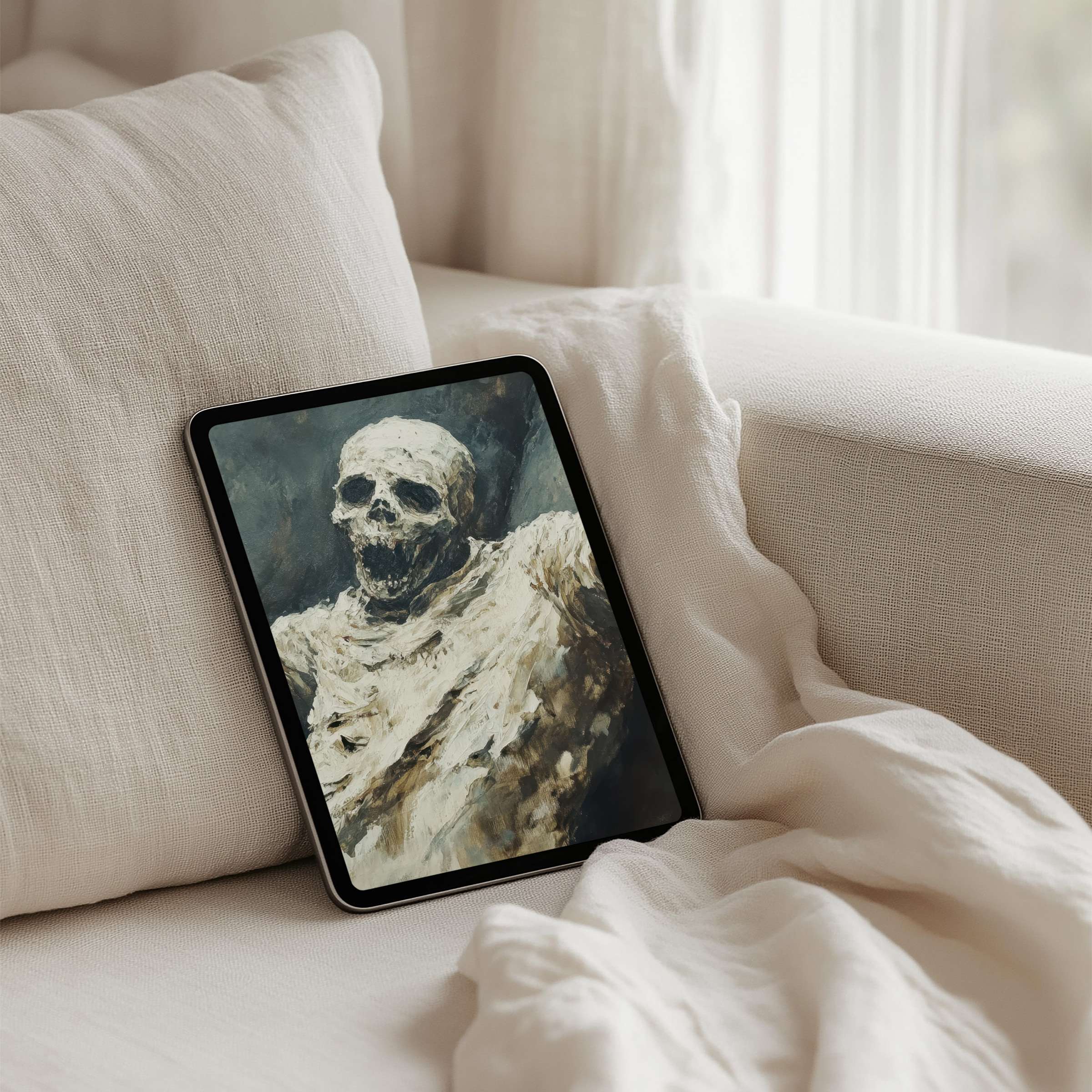 Elegant abstract art on an iPad background exudes calm and mindfulness perfect for any tablet instant download available