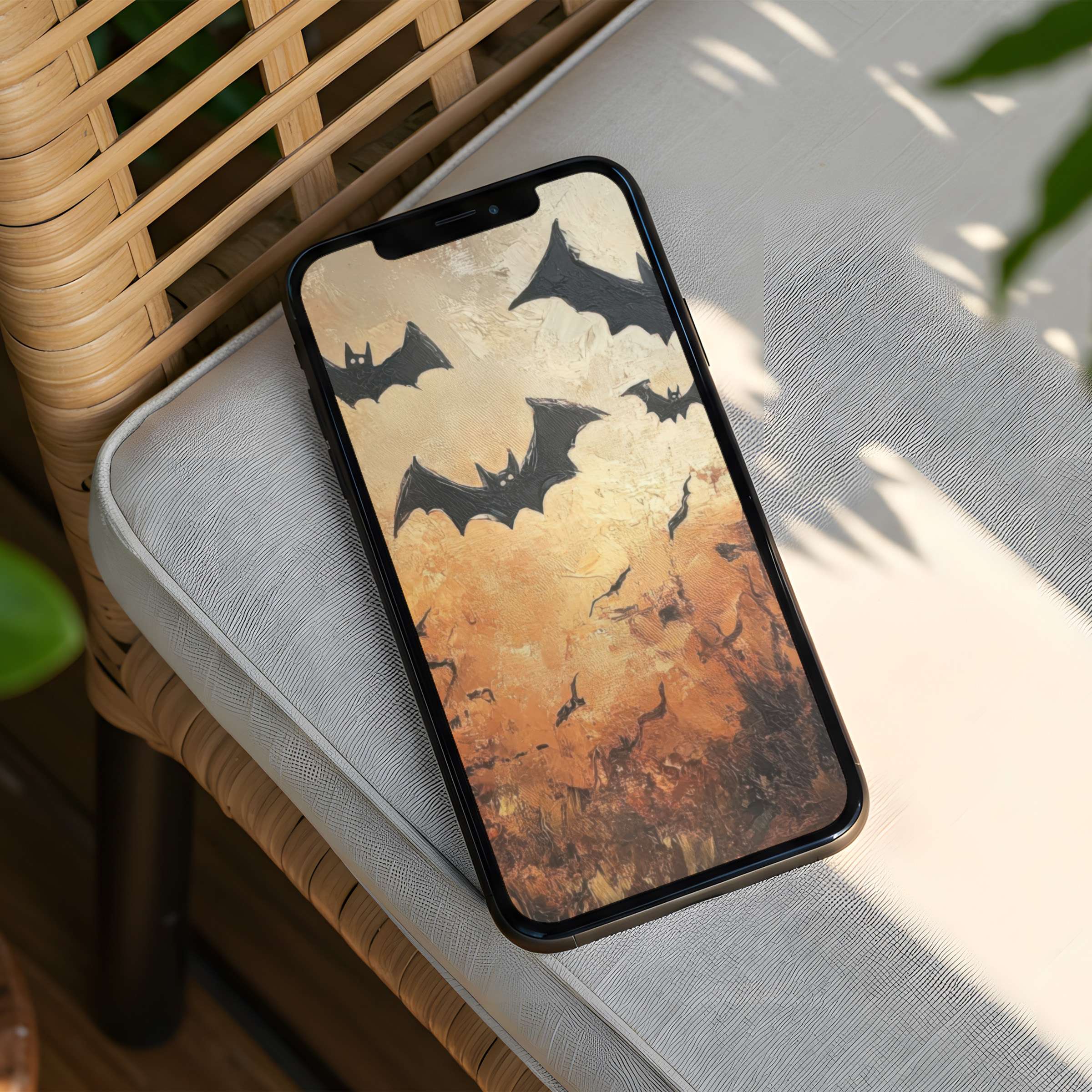 Download this serene bat-themed iPhone background for an instant download to inspire calm and elegance on any phone screen