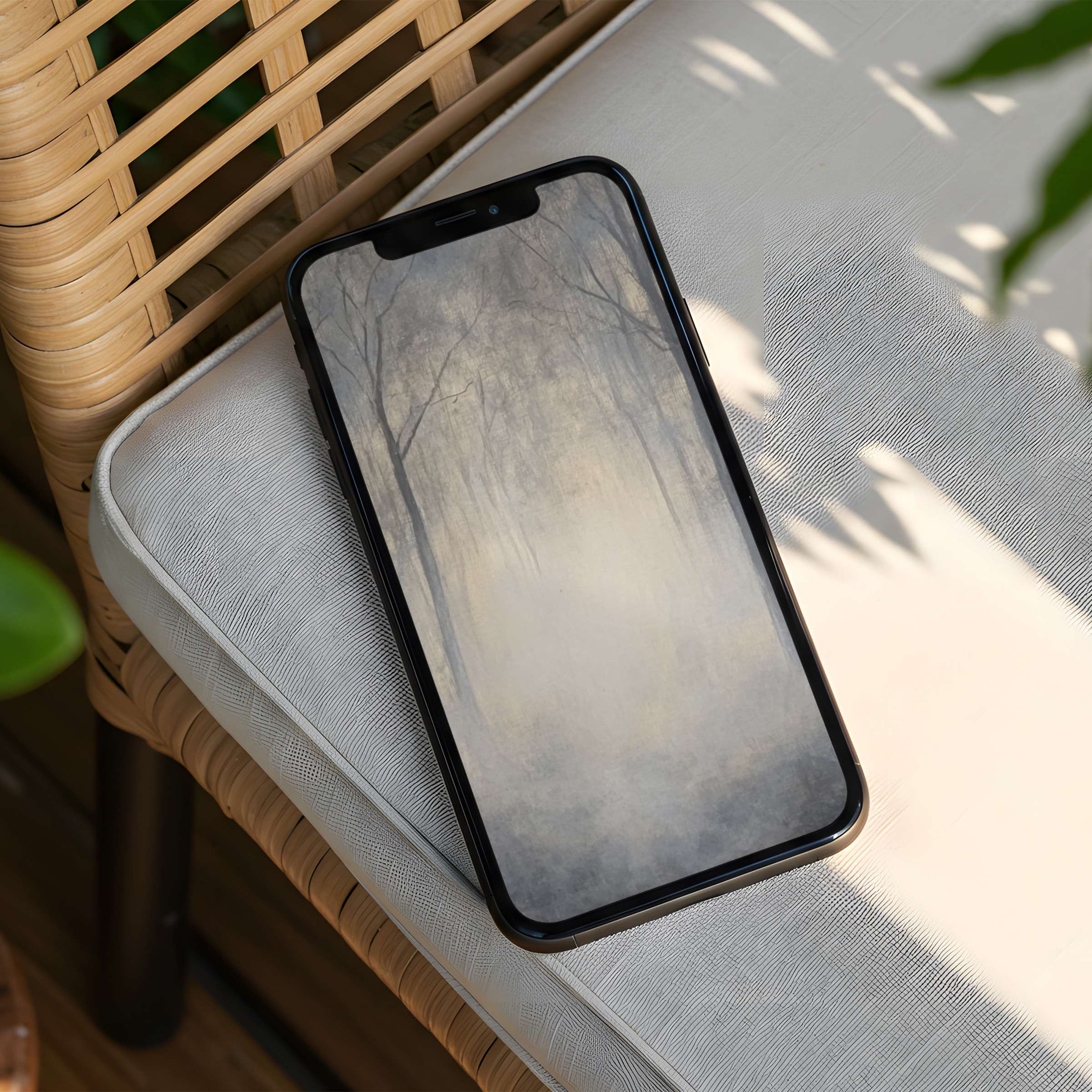 Serene woodland scene iPhone background for instant download brings calm and elegance to your phone inspiring mindfulness on the go