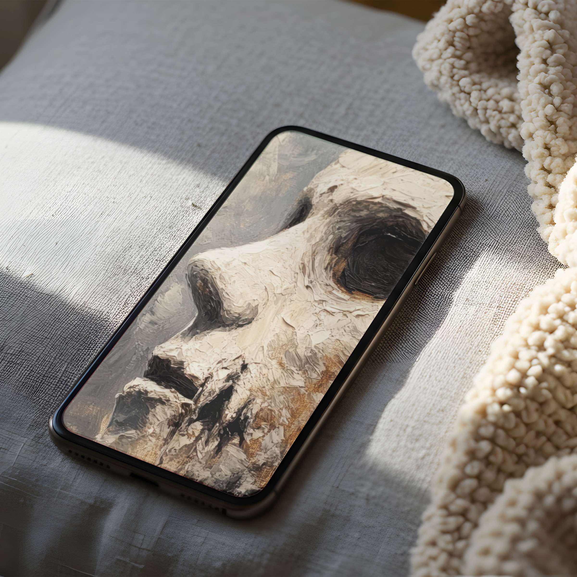 Elegant high-resolution phone wallpaper featuring abstract textured art in warm tones, perfect for iPhone and Android downloads