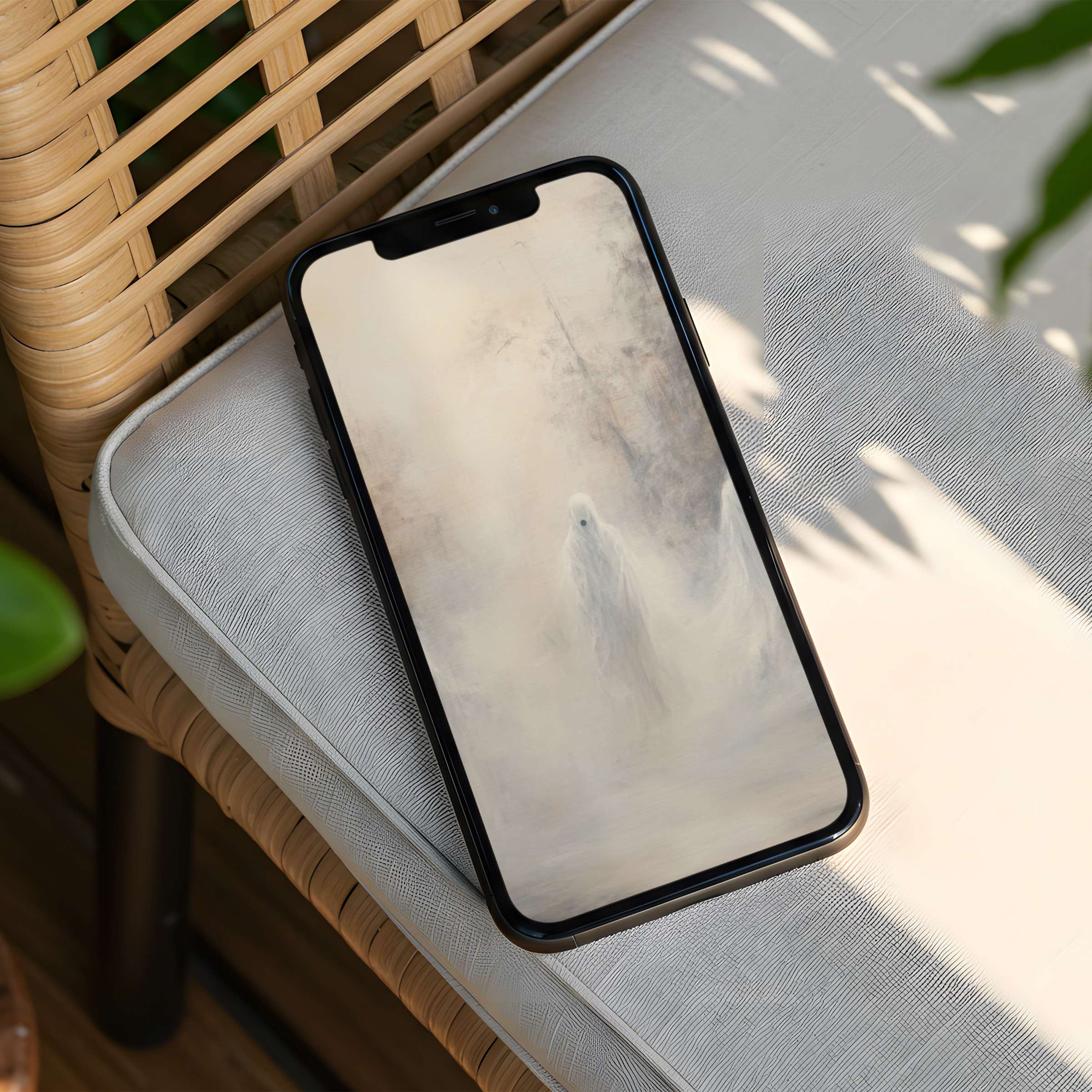 Ethereal ghostly iPhone background in soft hues inspires calm elegance instant download fits any phone enhances mindfulness