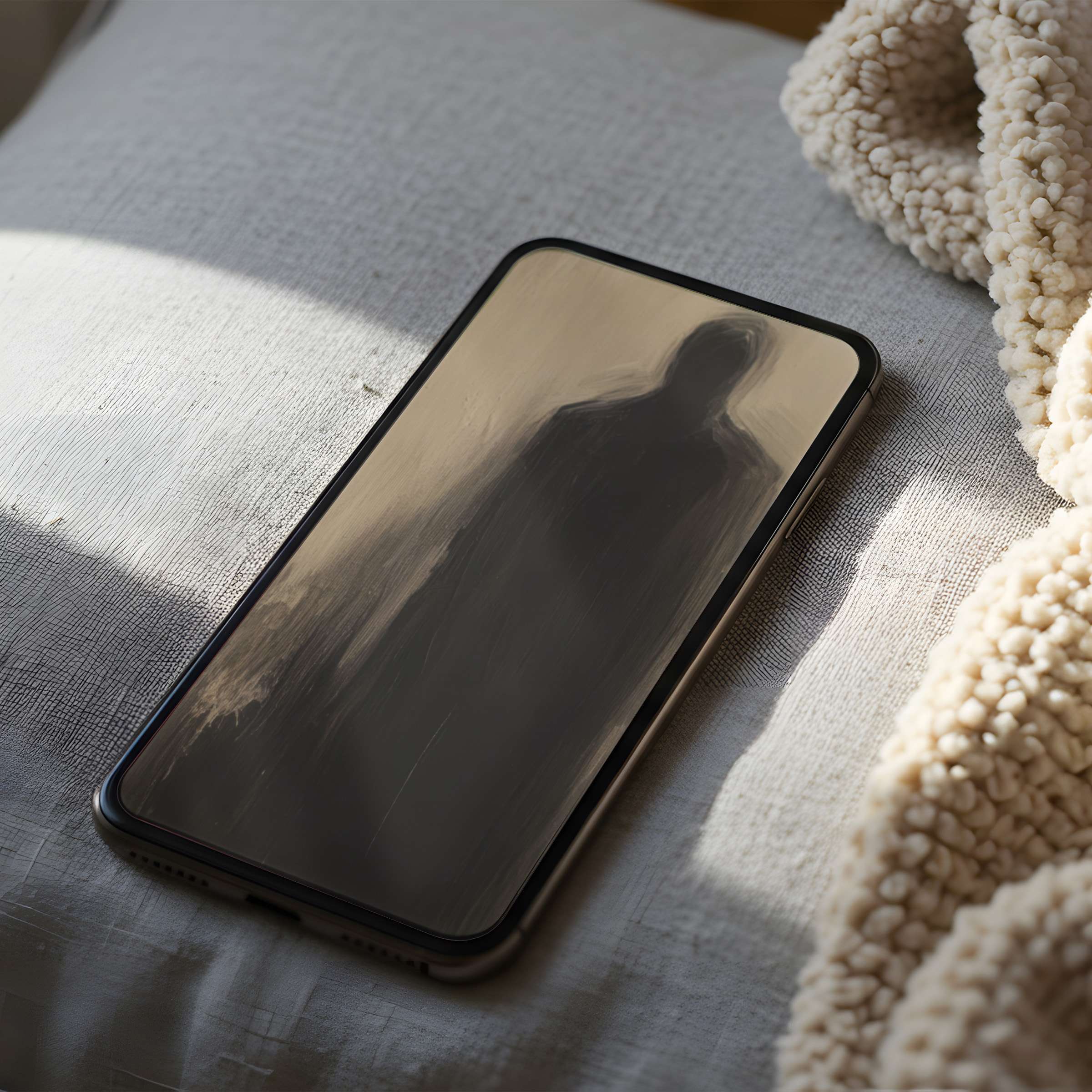 Elegant abstract phone wallpaper with subtle gray tones, high resolution suitable for iPhone and Android, enhancing digital serenity