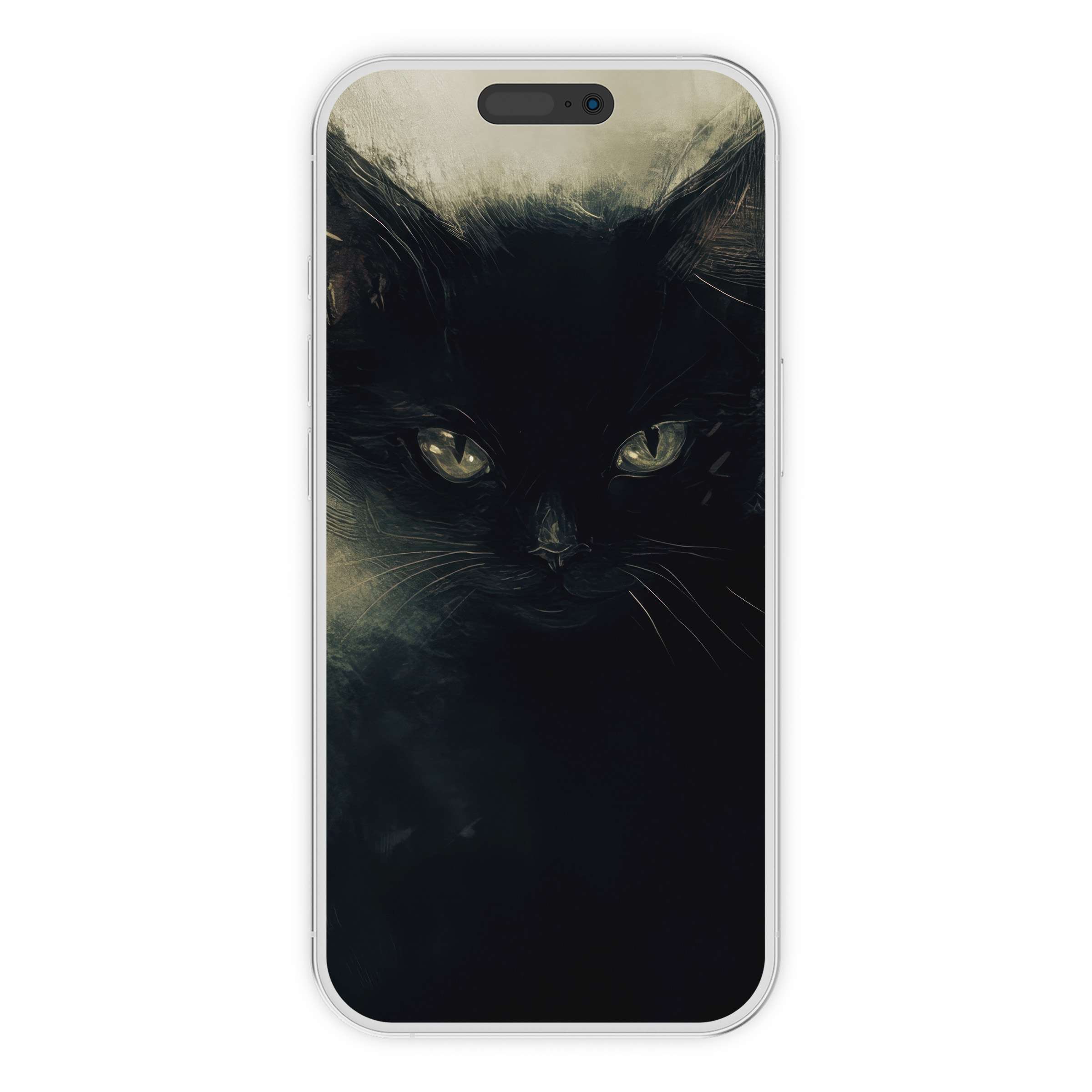 Mysterious black cat Halloween iPhone wallpaper as a digital download brings an elegant dark tone to your phone background