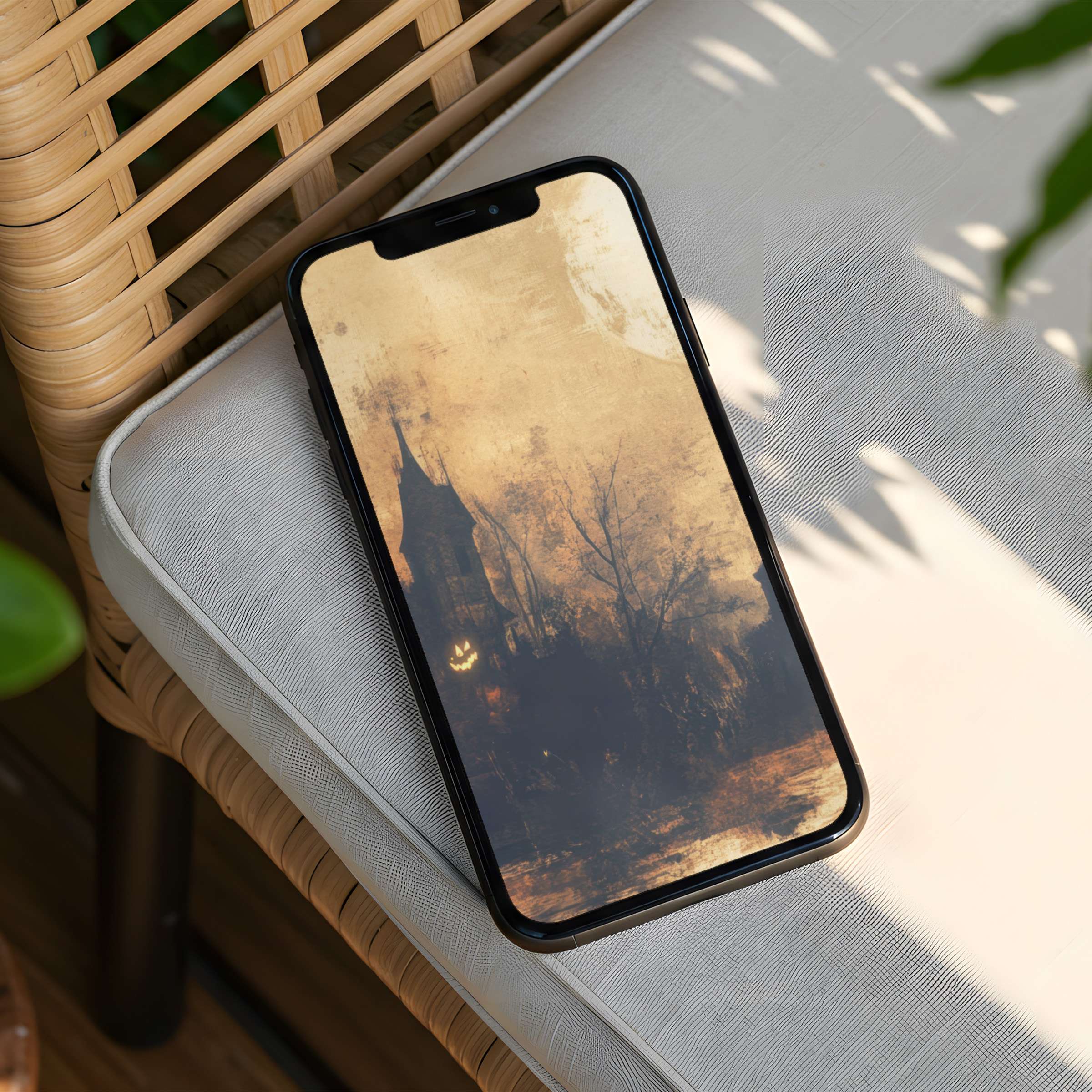Elegant iPhone background of a vintage-style haunted house evokes calm inspiration perfect for instant download to your phone