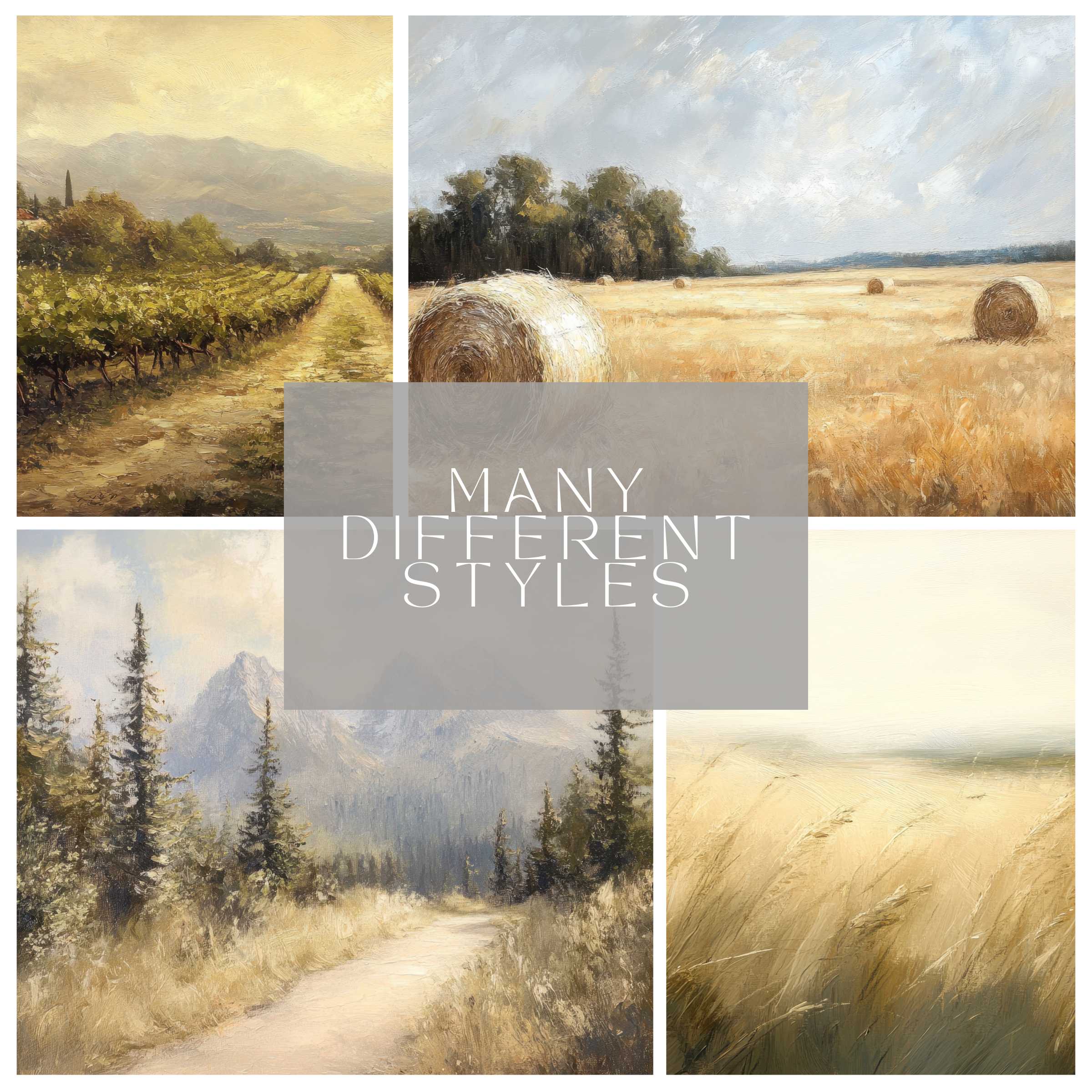 Timeless landscape paintings create a serene computer background with curated scenes perfect for Mac or high resolution download