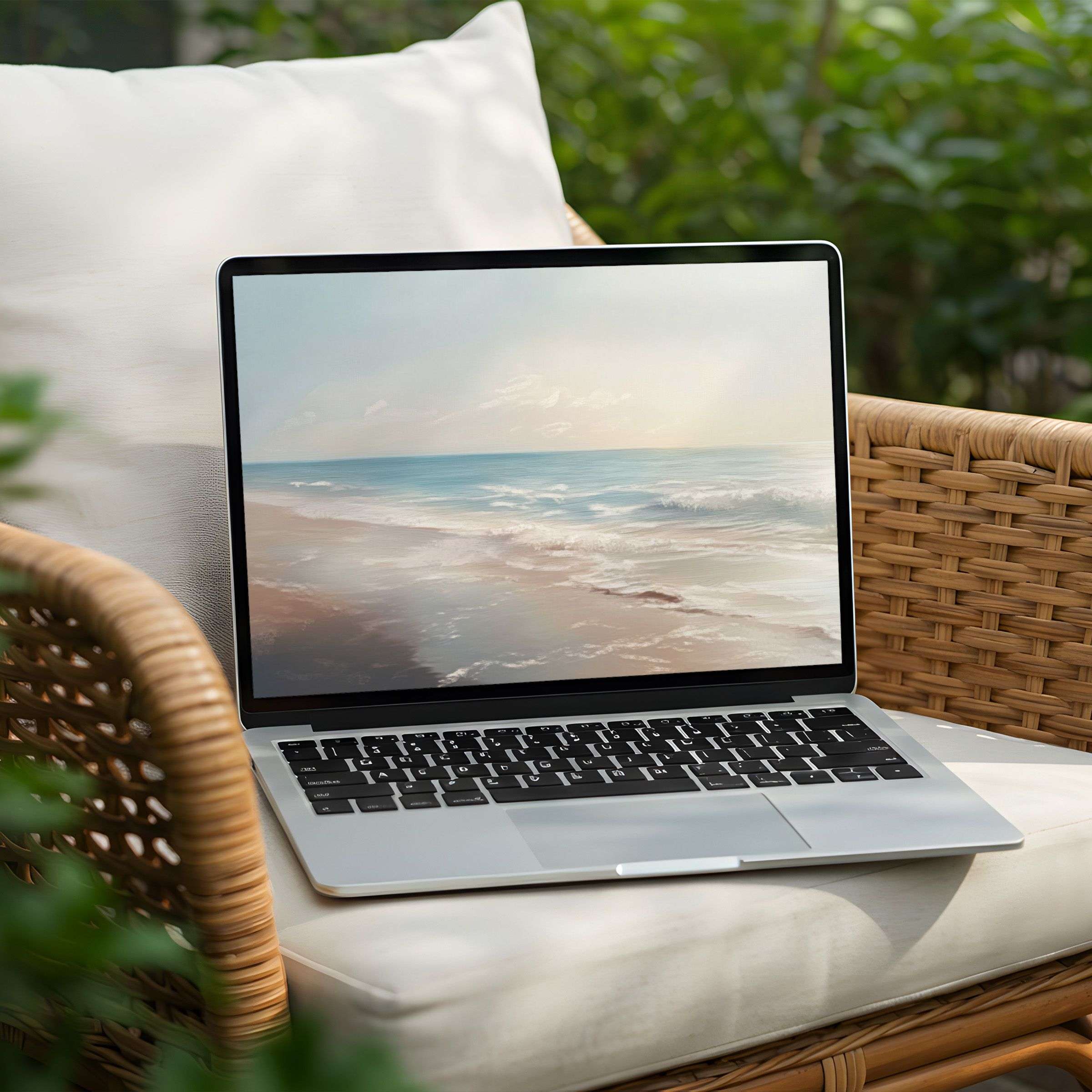 Elegant beach desktop background for PC and Laptop instant download to inspire calmness and mindfulness with soothing textures