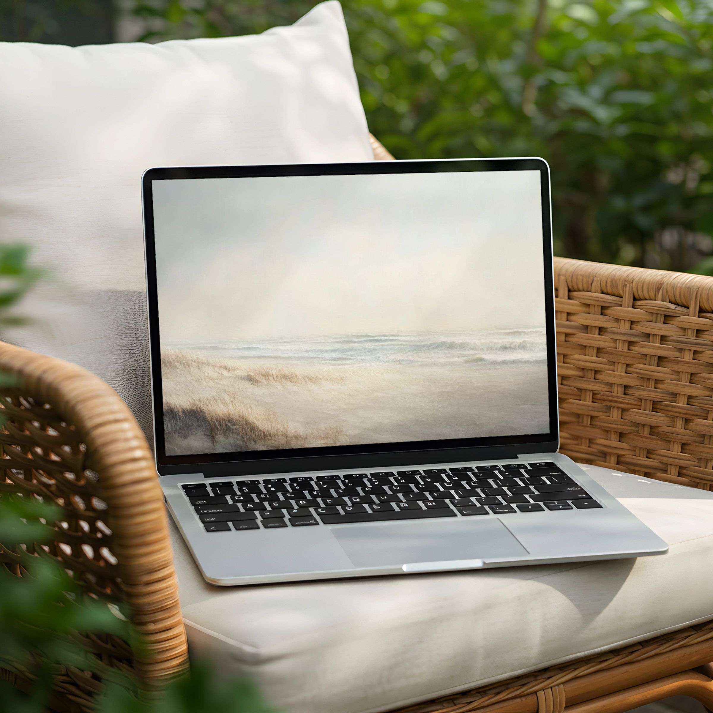 Serene ocean scene desktop background on laptop for instant download brings elegance and calm to your PC workspace