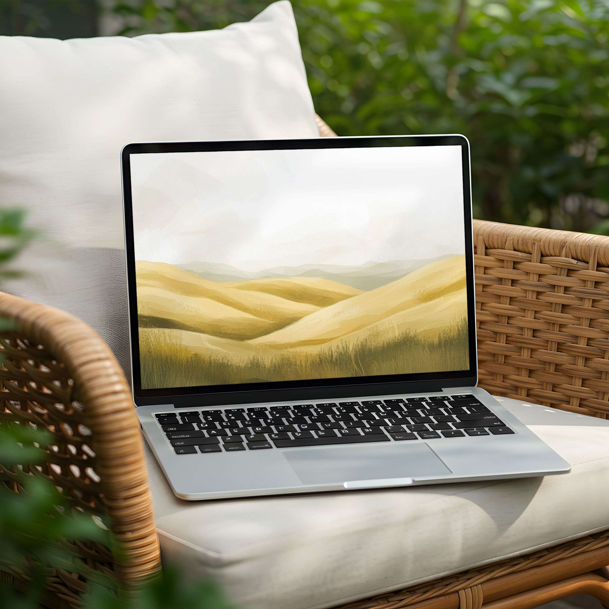 Elegant landscape desktop background for PC or Laptop, offering instant download for inspiring calm and sustainable design lovers