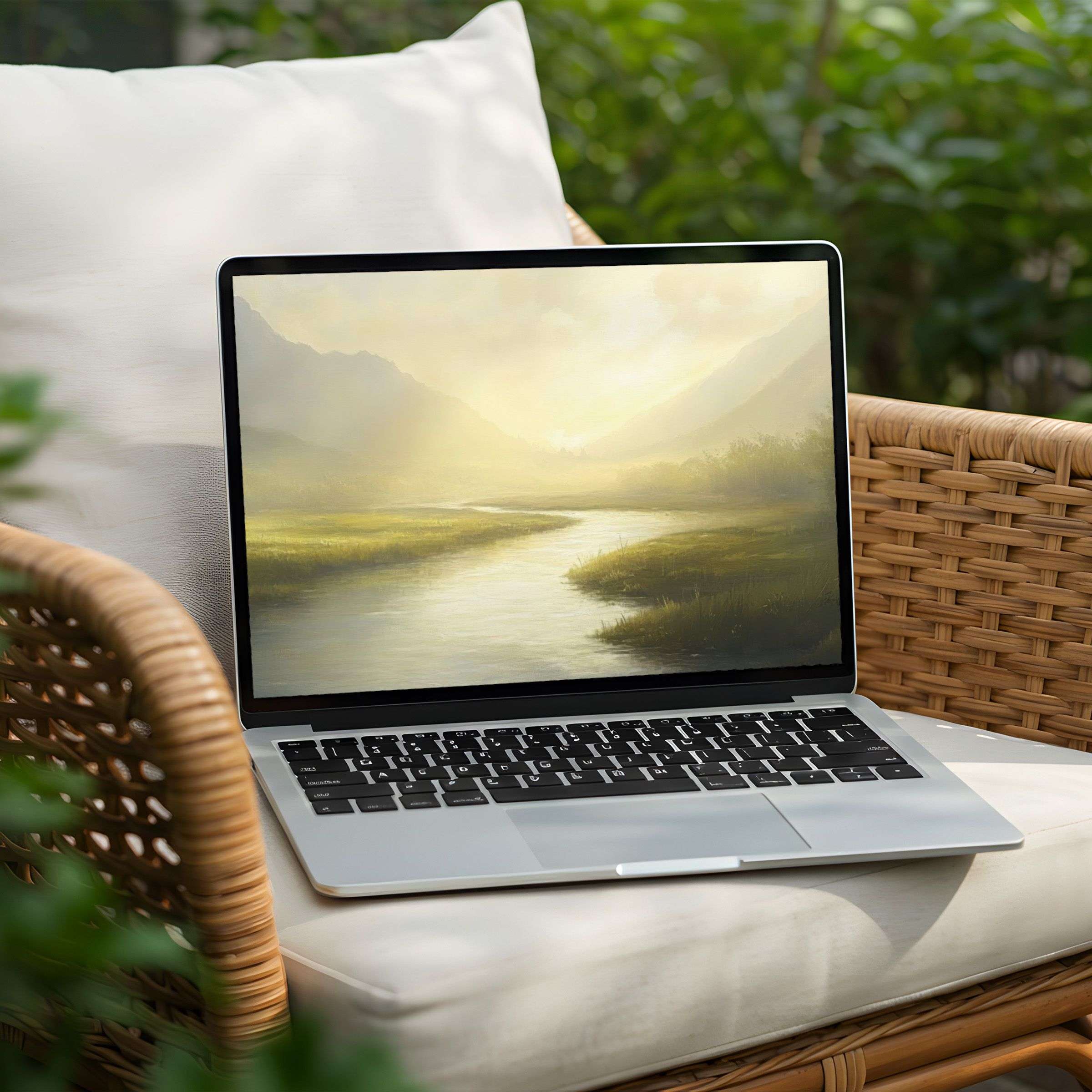 Serene landscape desktop background for PC and Laptop instant download evoking calm through soft colors and nature's elegance