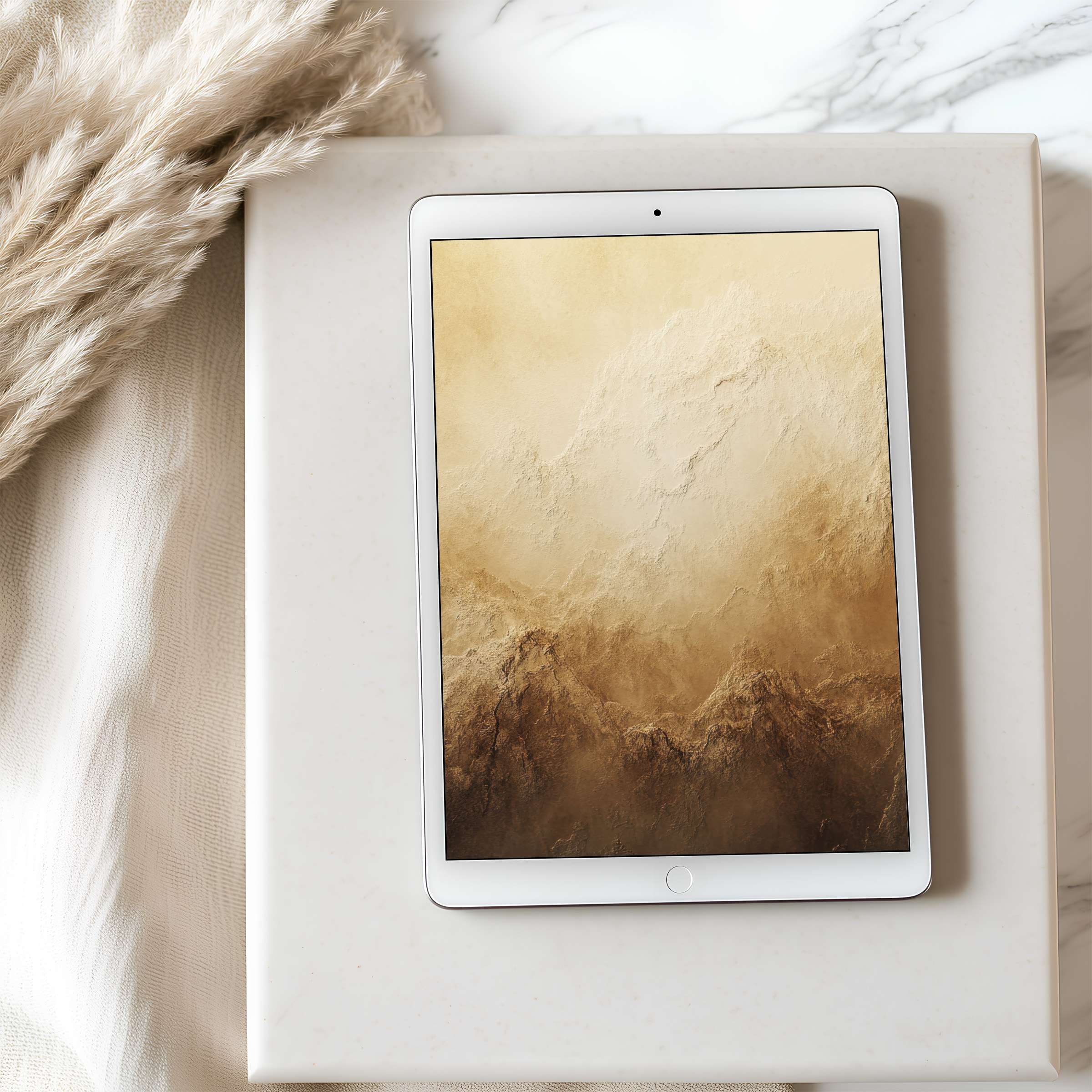 Elegant tablet wallpaper showcasing serene earth tones and textured landscapes suitable for high resolution digital download on iPad tablets