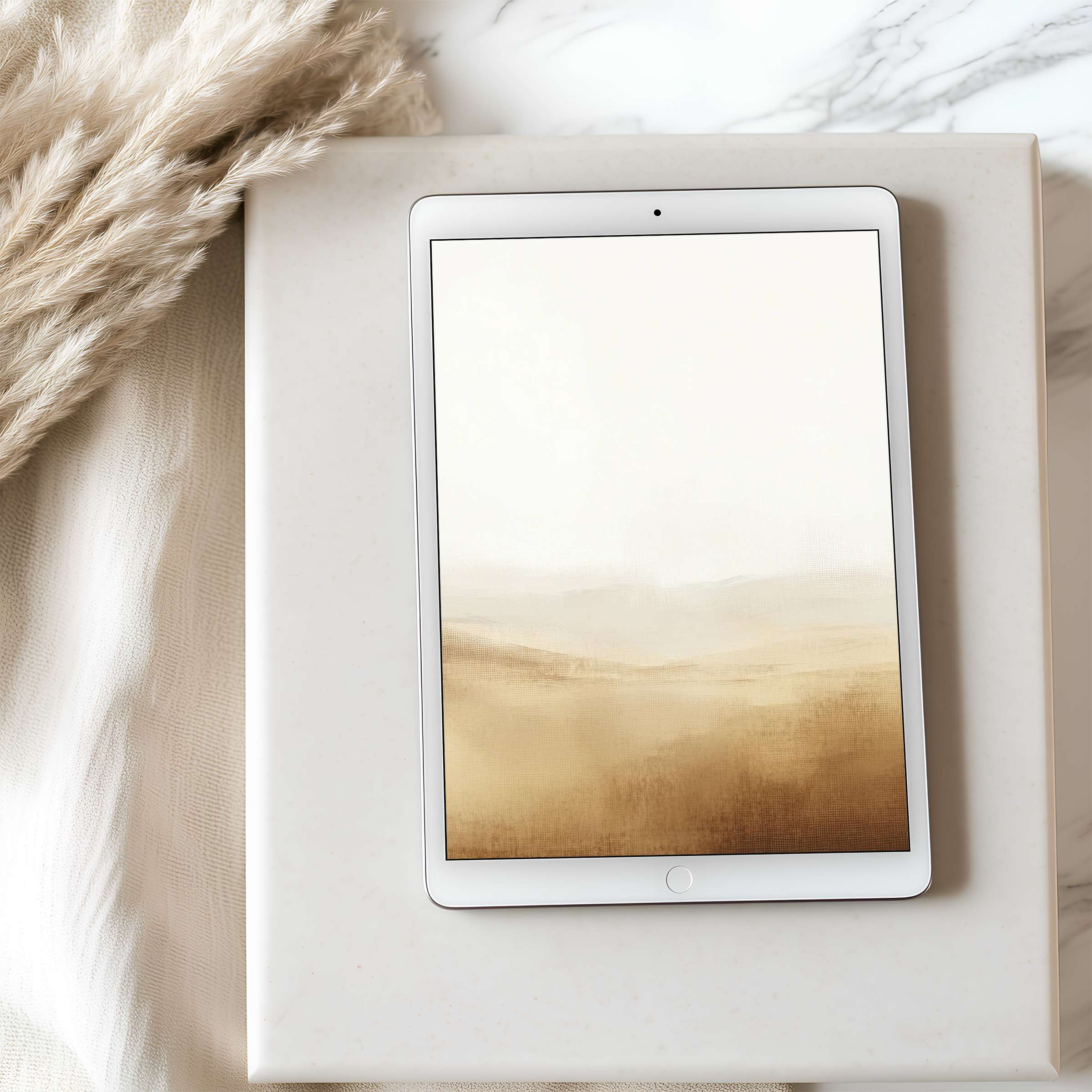 Elegant abstract tablet wallpaper in soft earth tones adds calm to any room perfect for iPad and Android high resolution download