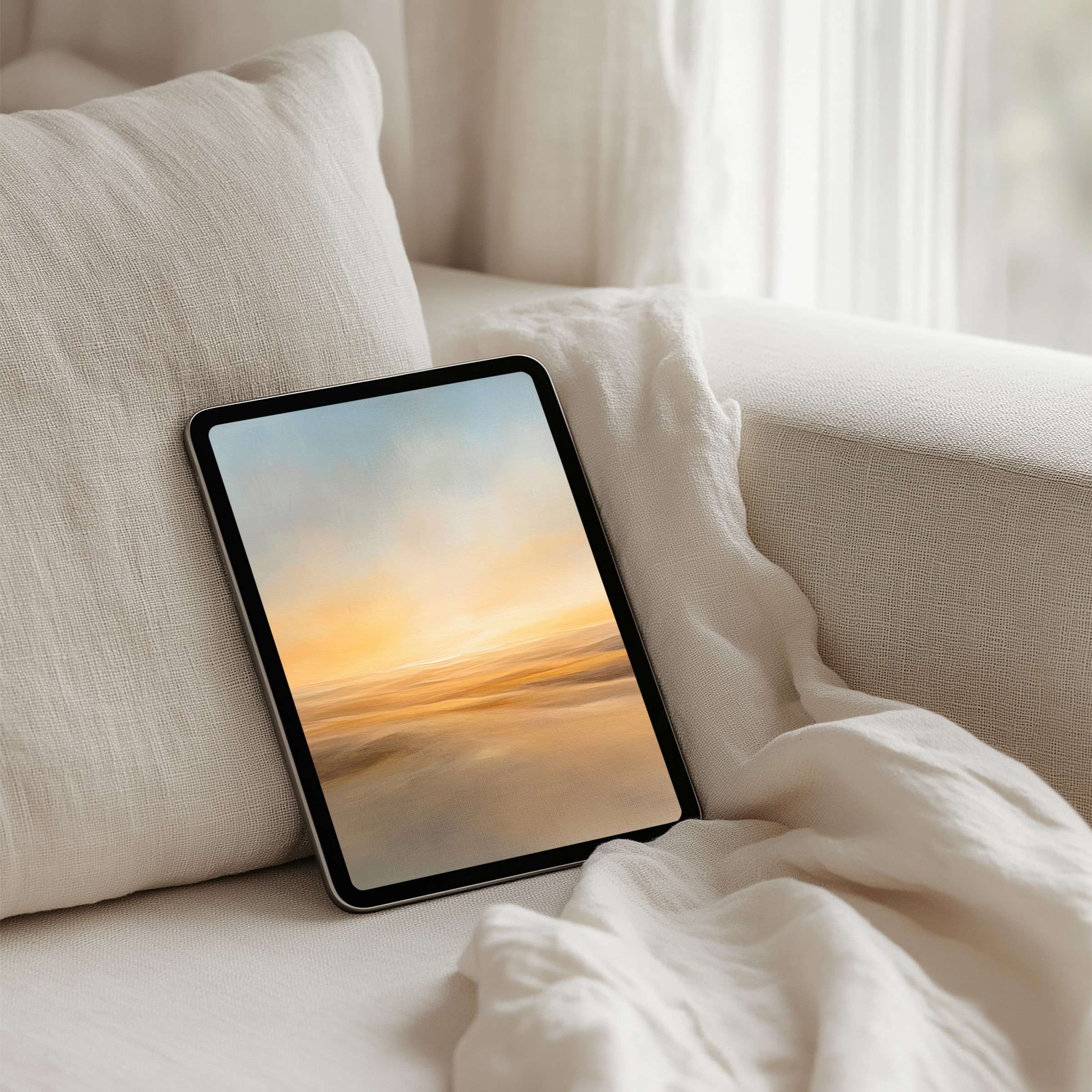 Elegant abstract sunset iPad background for tablets offers calm and inspiration with instant download for mindful design lovers