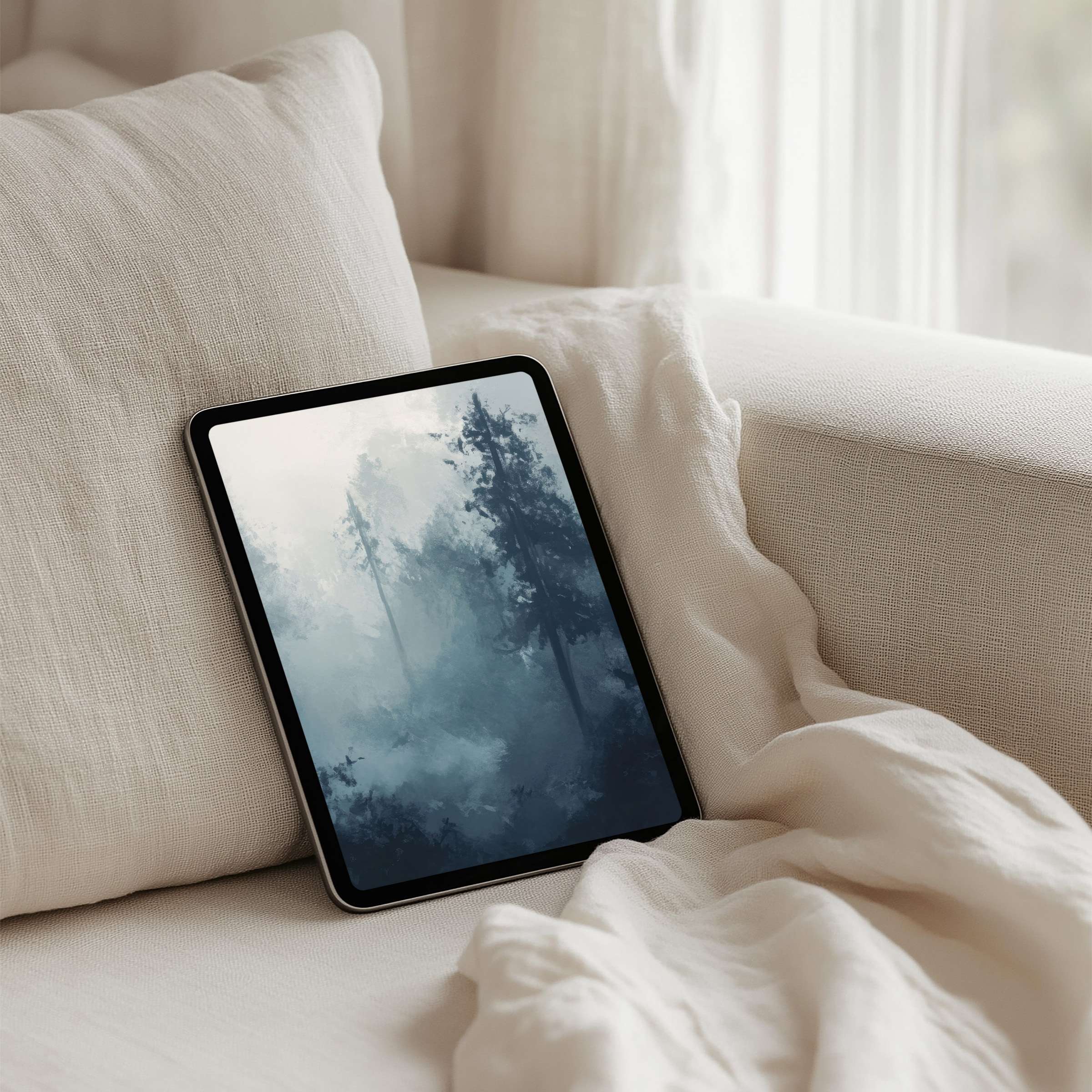 Serene forest iPad background evokes tranquility and elegance ideal for tablets like iPad and Android instant download available