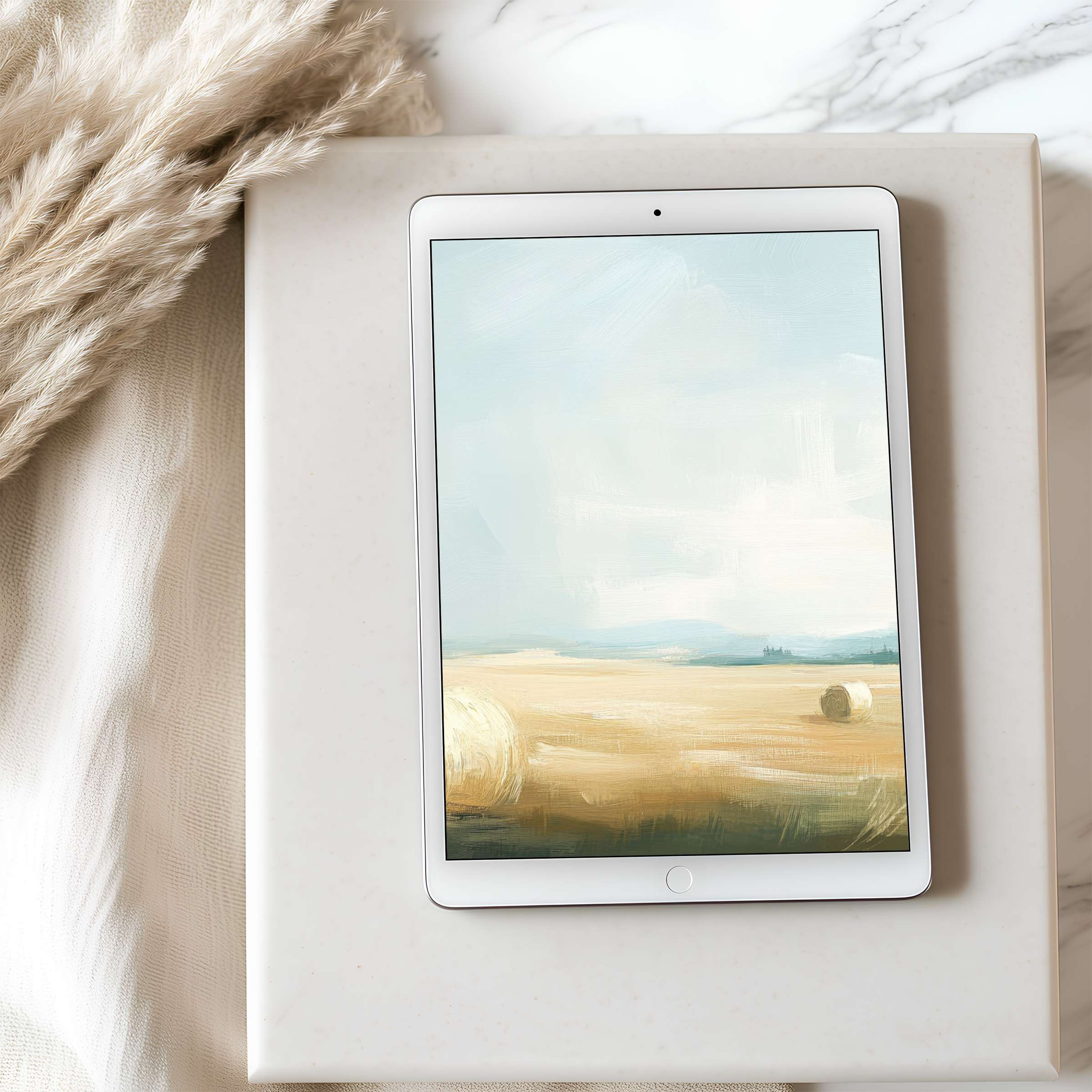 Elegant landscape tablet wallpaper with soft earthy tones and serene skies perfect for high resolution iPad and Android downloads