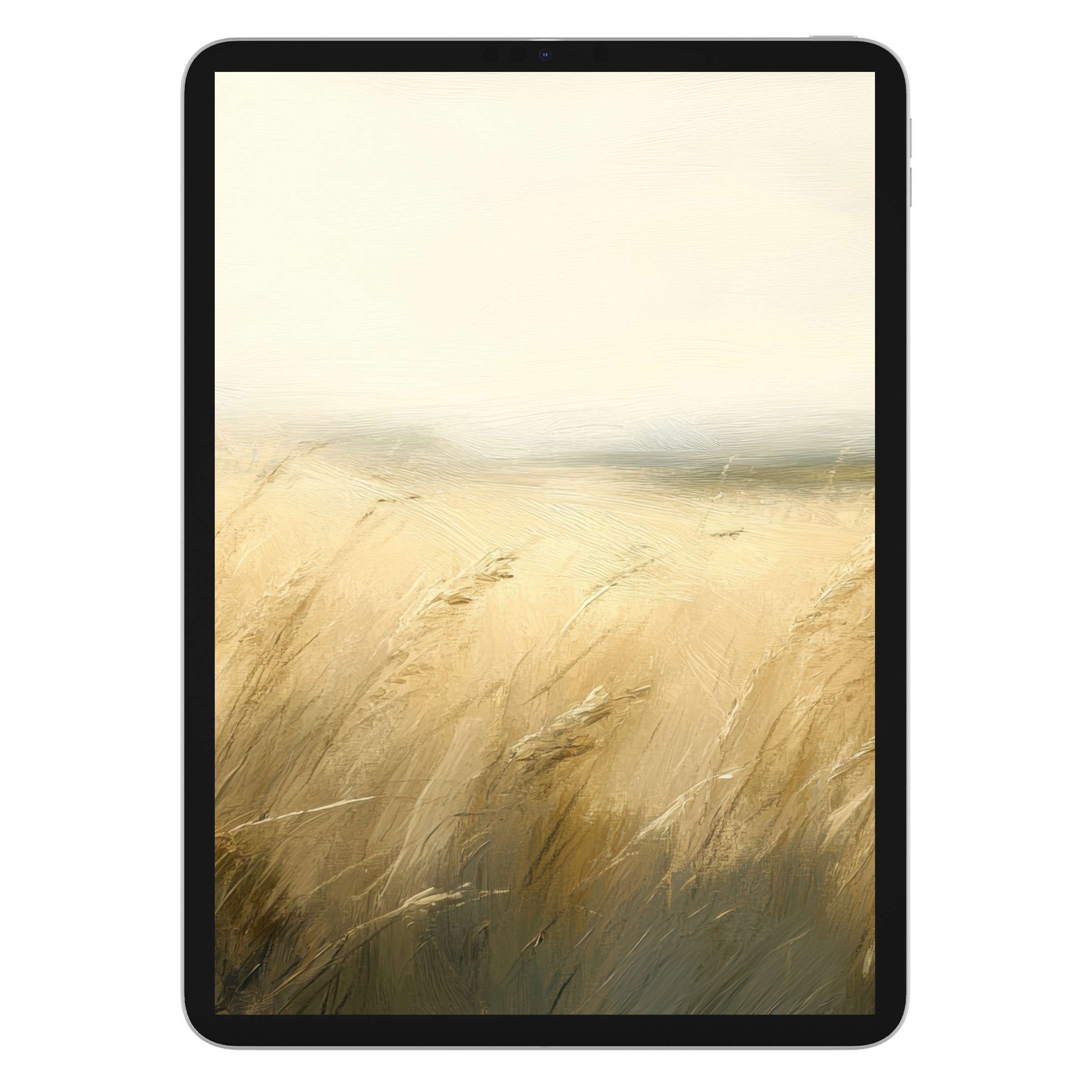 Serene beige and cream wheat field landscape iPad wallpaper for digital download offers a calming background for any tablet