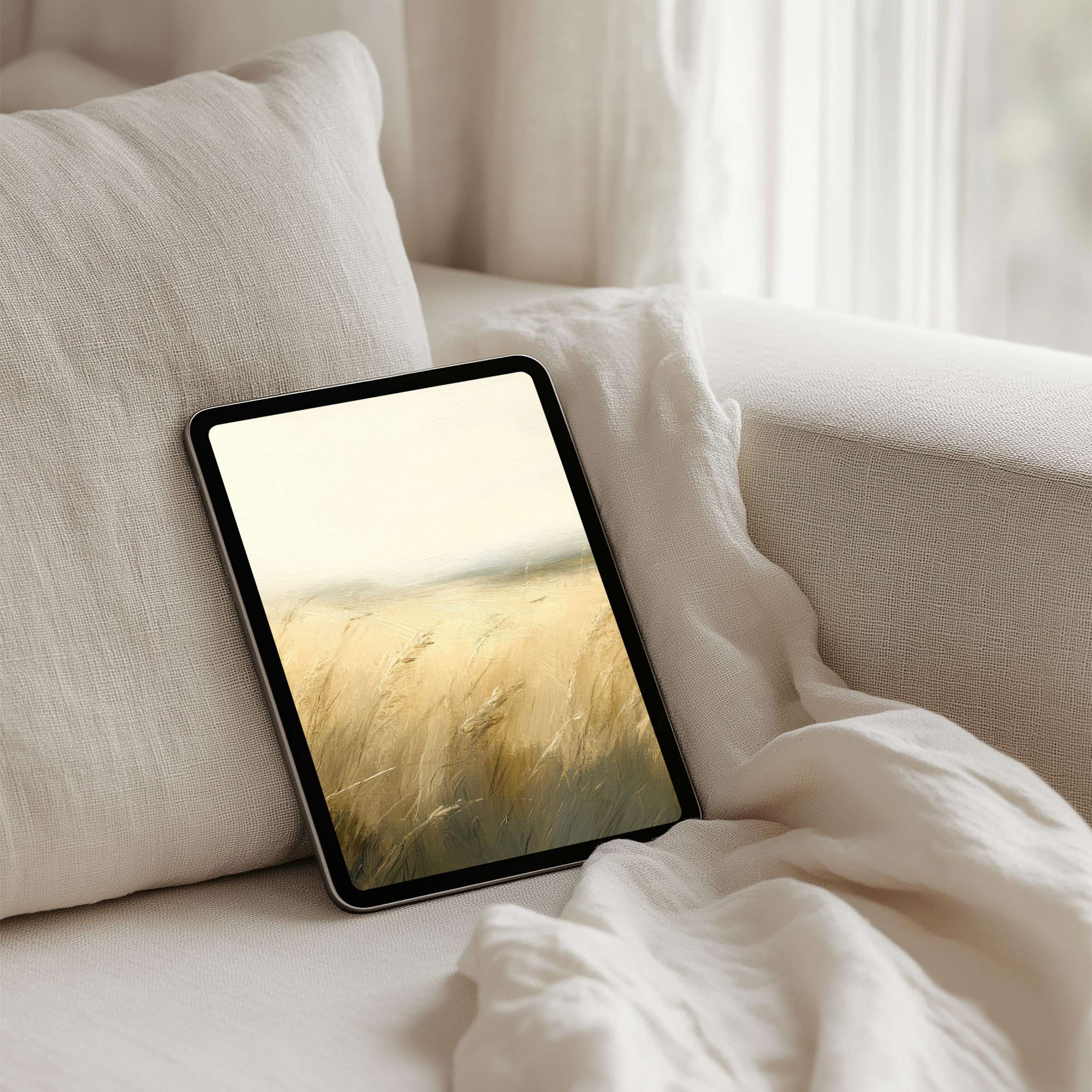 Elegant iPad background featuring serene golden fields perfect for tablet decor and instant download inspiring calm and mindfulness