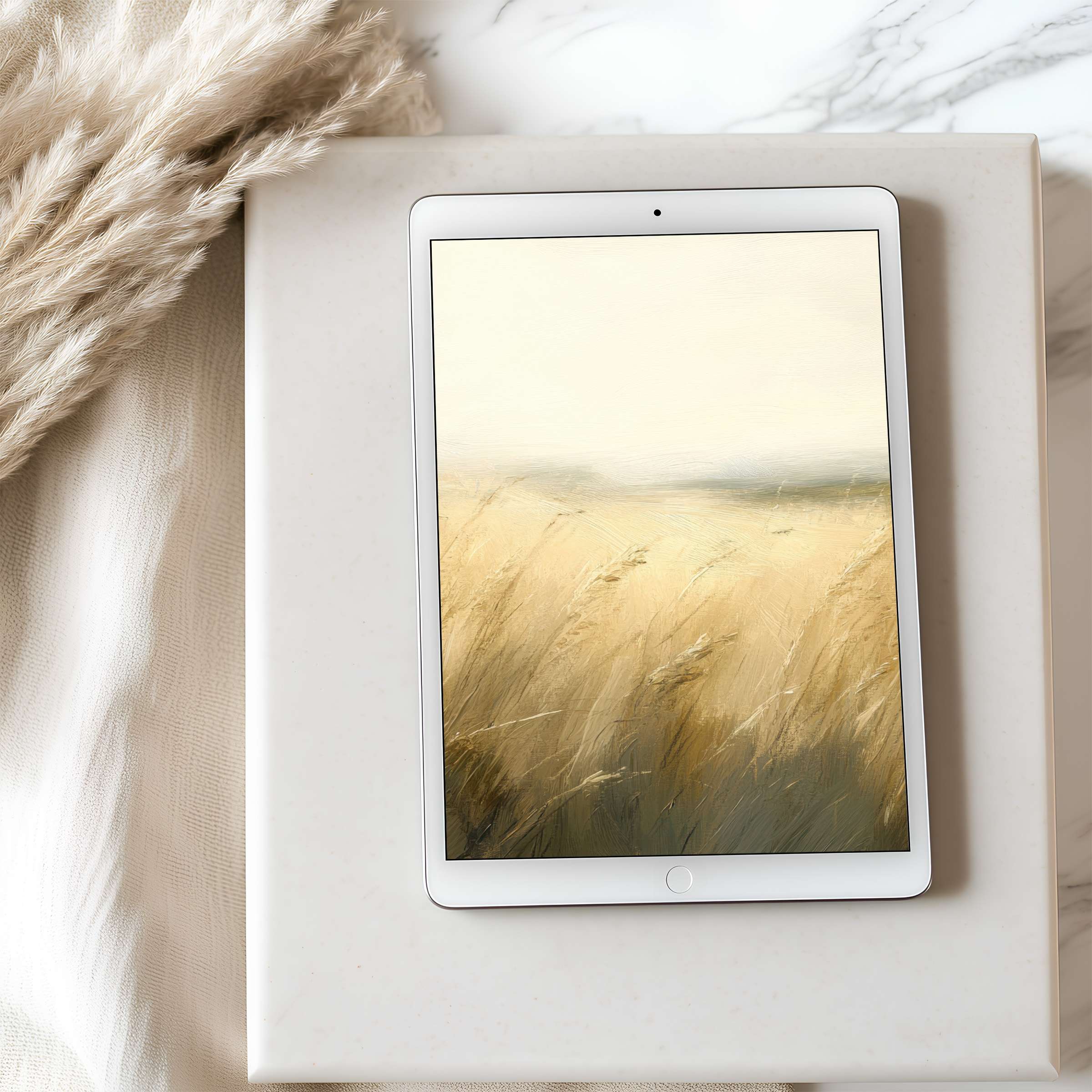 Elegant tablet wallpaper featuring serene beige landscape art in high resolution perfect for iPad or Android tablet digital download
