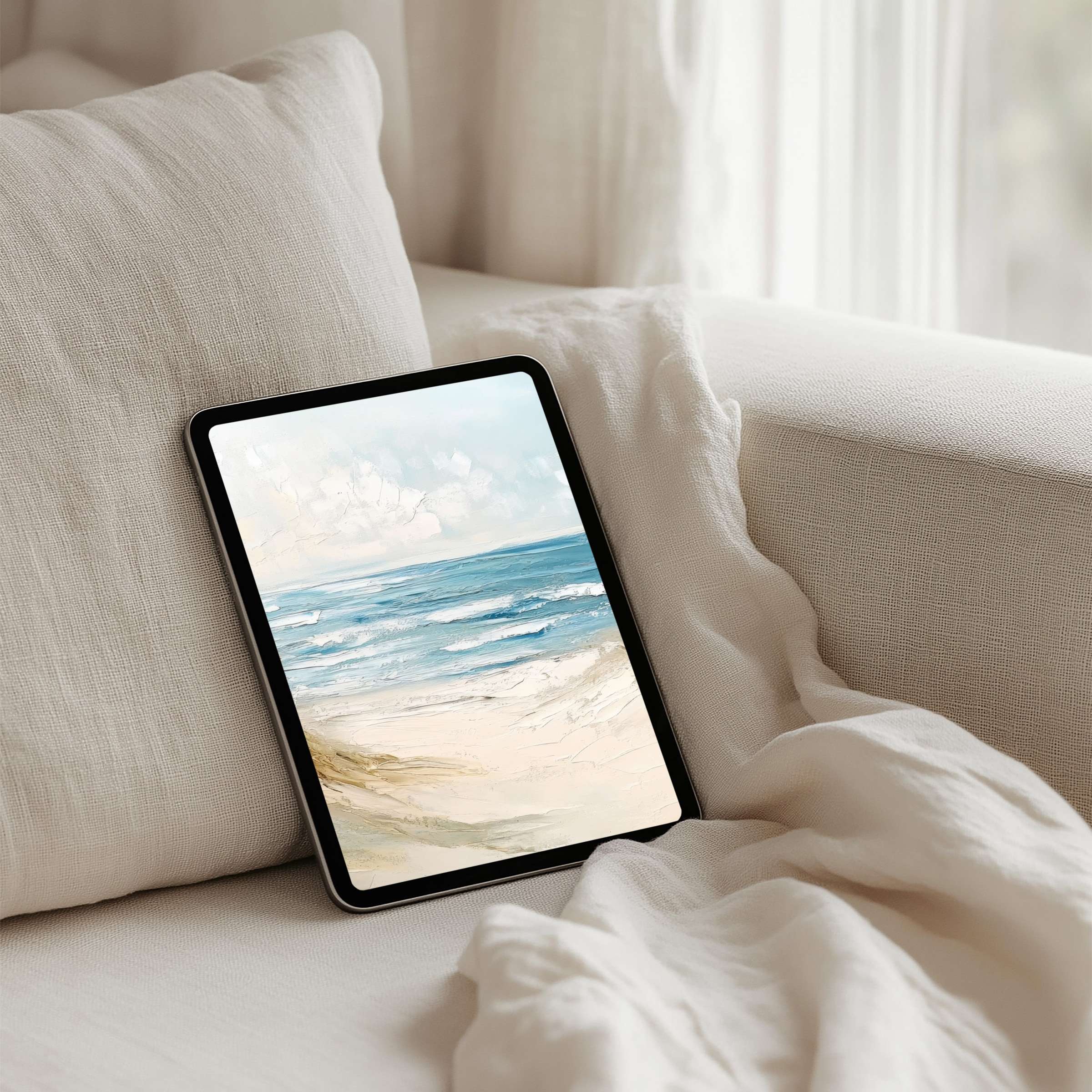 Elegant coastal iPad background for serene tablet aesthetics instant download for calm inspiration on any Android or Samsung device