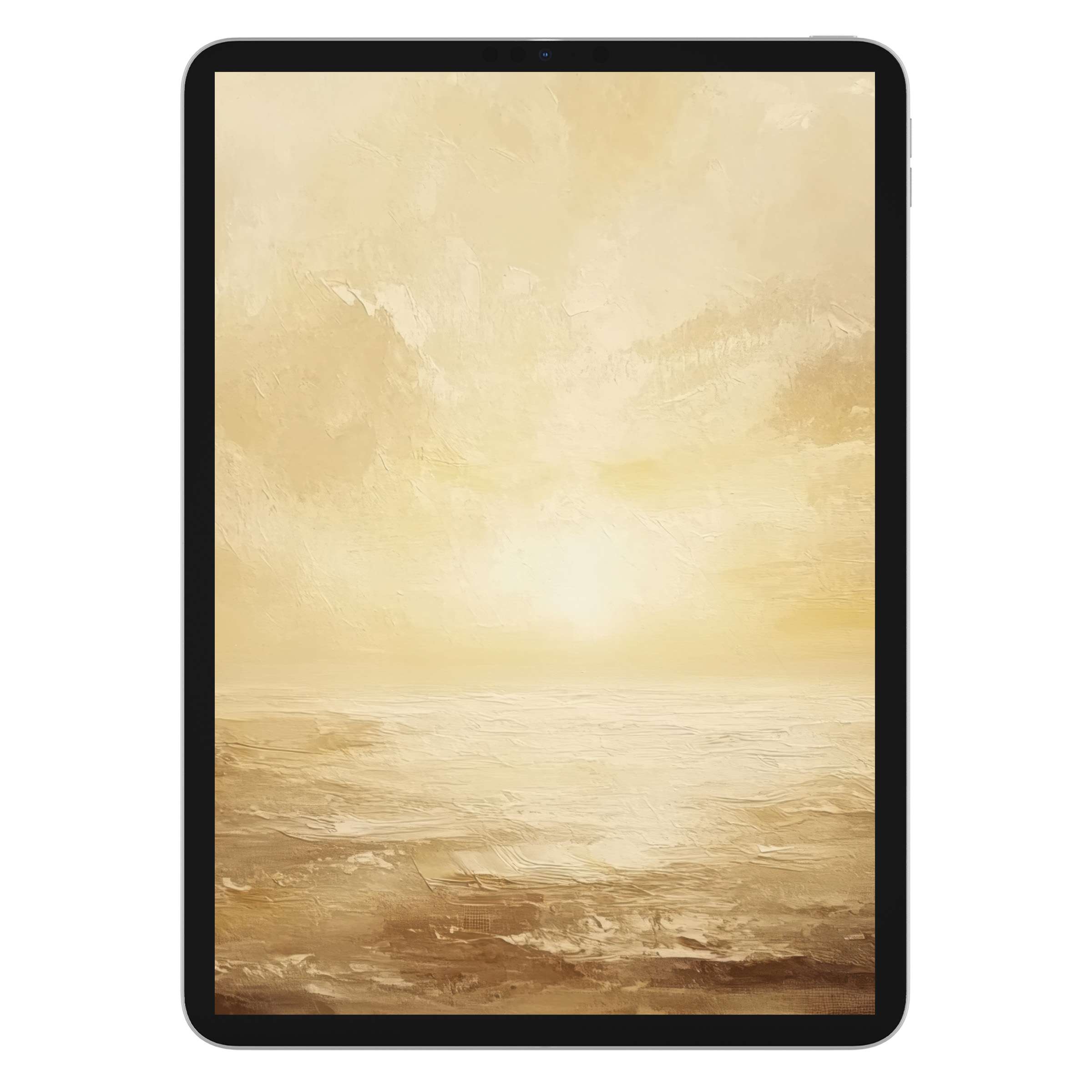 Elegant landscape iPad wallpaper in warm, golden hues evokes serenity; perfect digital download for tablet background enthusiasts