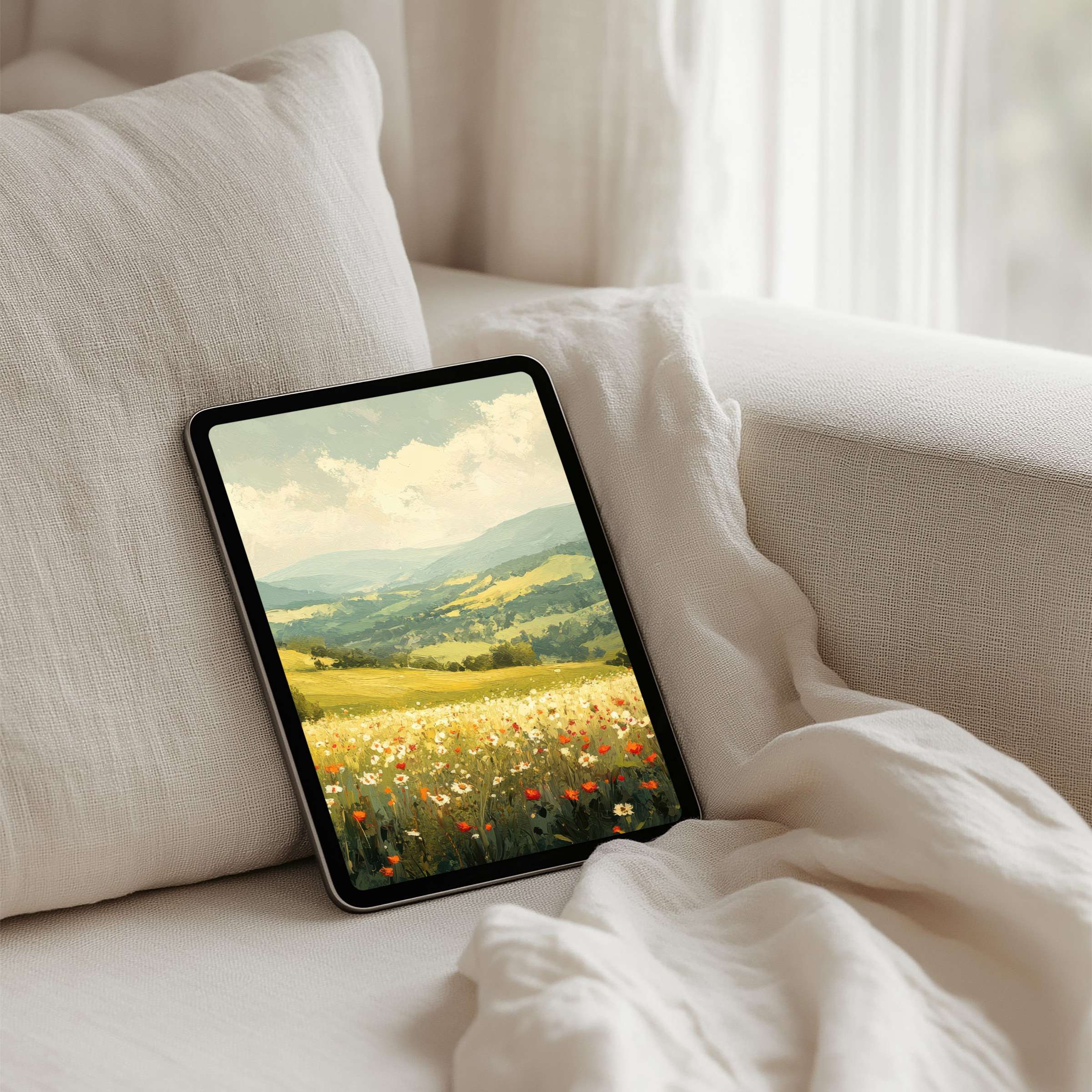 Elegant landscape artwork for iPad background providing calm and inspiration instant download to fit any tablet device