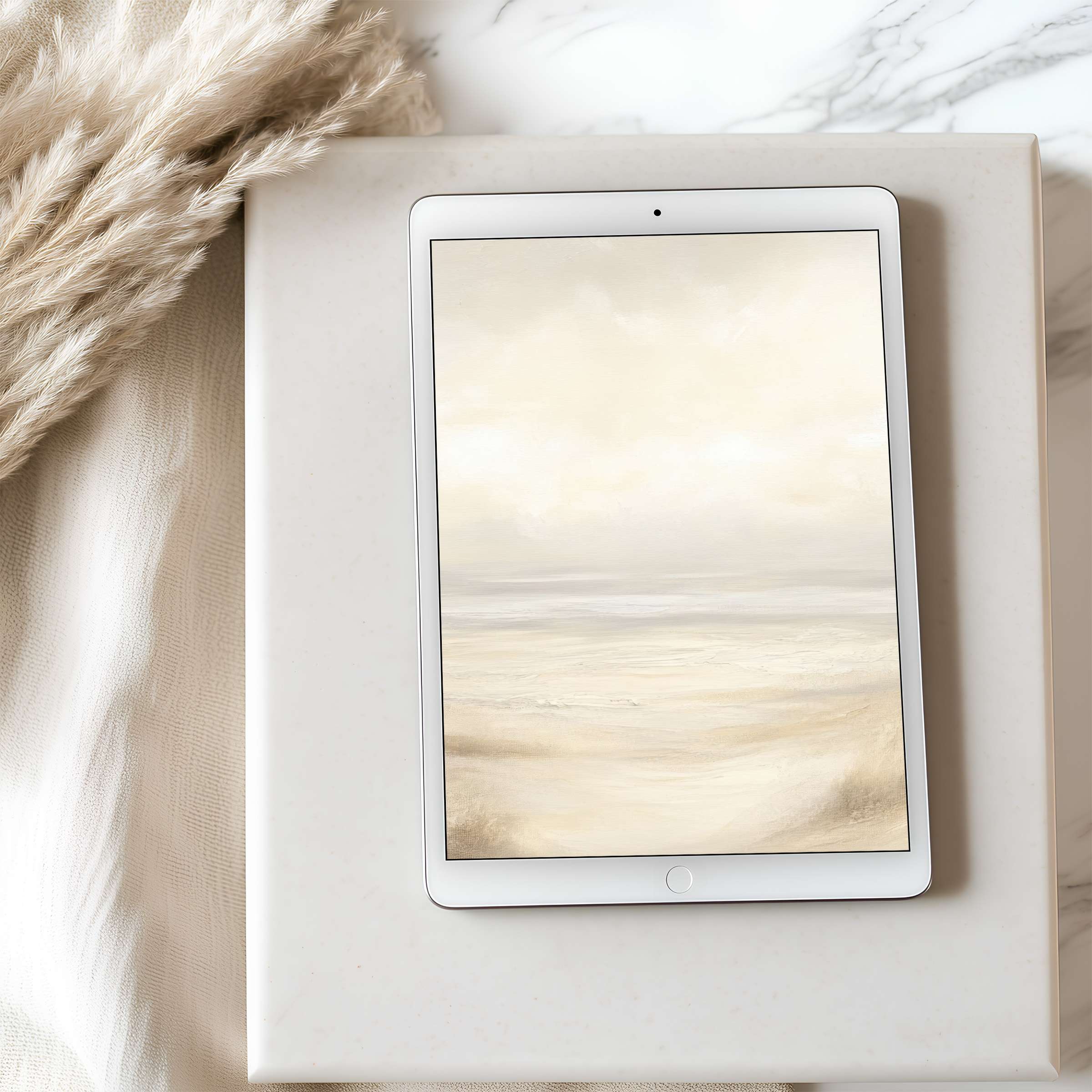 Elegant tablet wallpaper featuring soothing beige landscape art for an iPad creating a calming atmosphere perfect for any setting