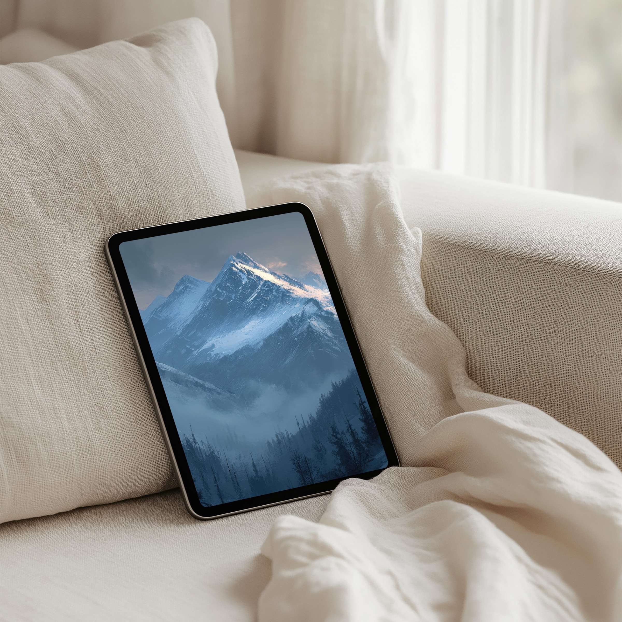 Elegant mountain scene iPad background for instant download brings calm and inspiration to any tablet setting seamlessly