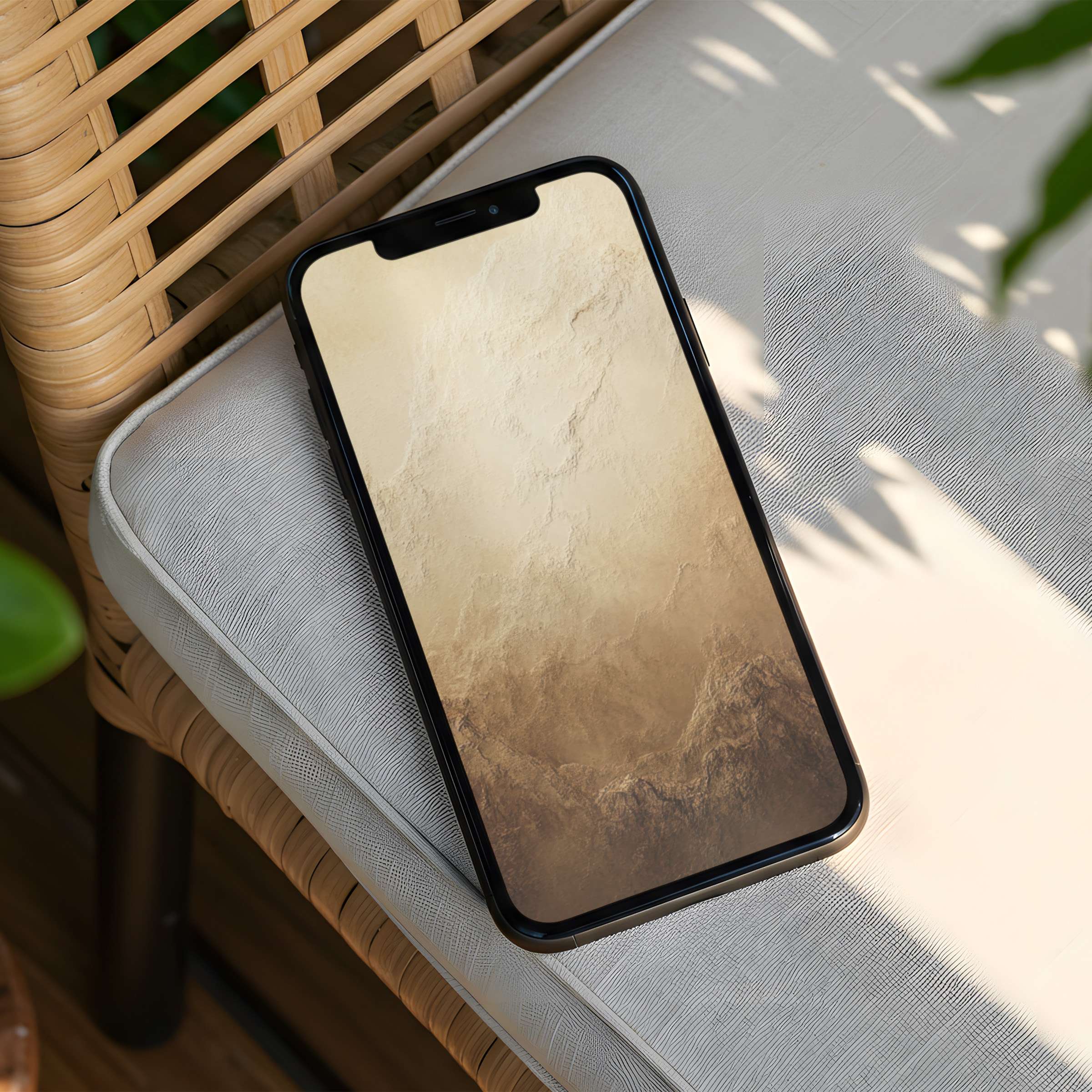Elegant iPhone background with serene earthy textures offers instant download for mindful inspiration on any phone model
