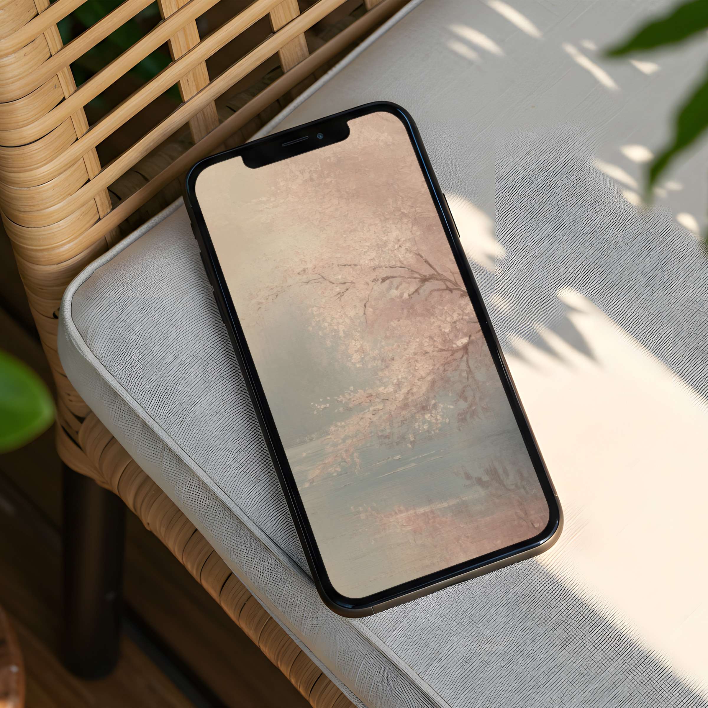 Tranquil pink cherry blossoms adorn this iPhone background for an inspiring, elegant phone aesthetic with instant download access
