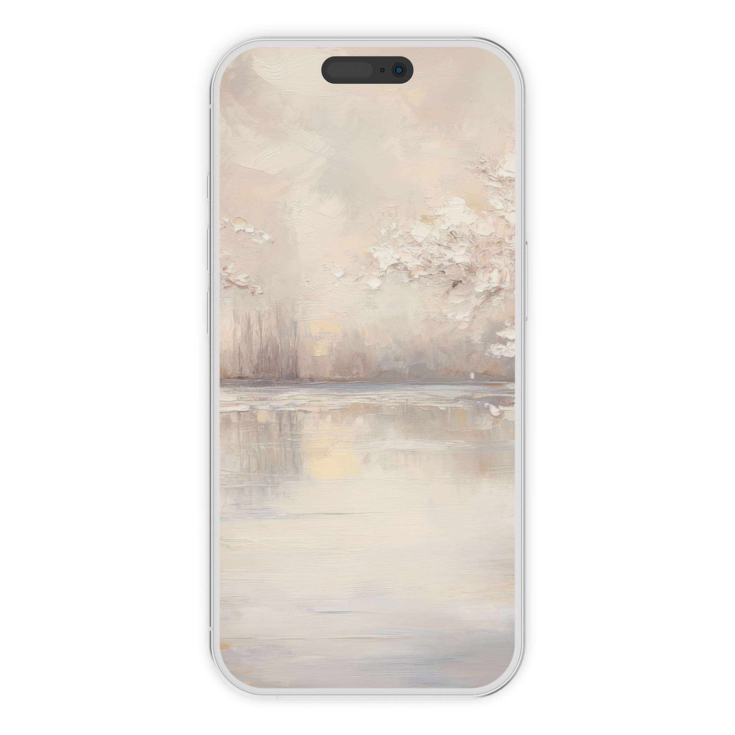 Elegant landscape iPhone wallpaper featuring serene pastels and textured reflections ideal for phone background digital download