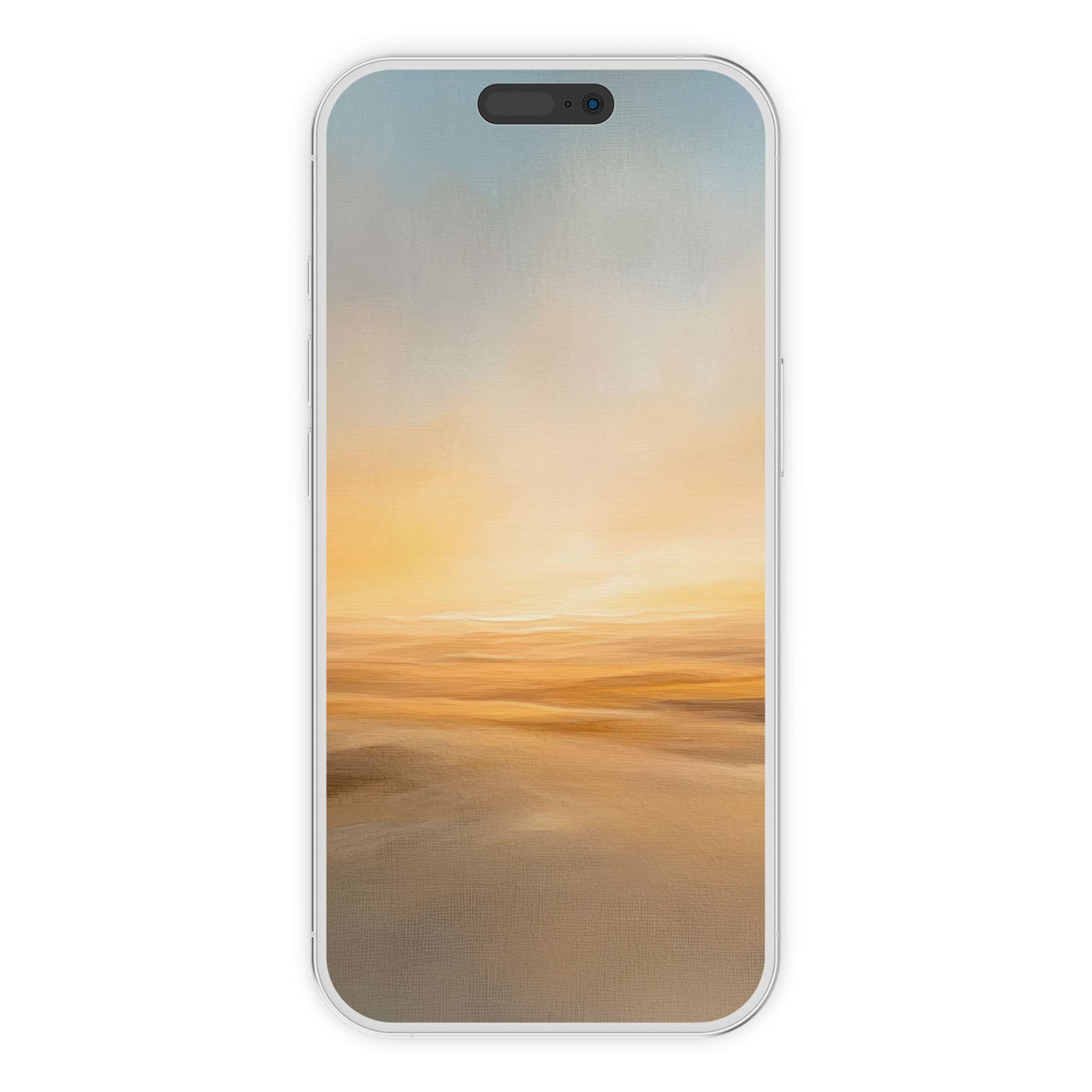 Serene landscape iPhone wallpaper featuring a tranquil abstract desert scene in warm hues, perfect phone background digital download