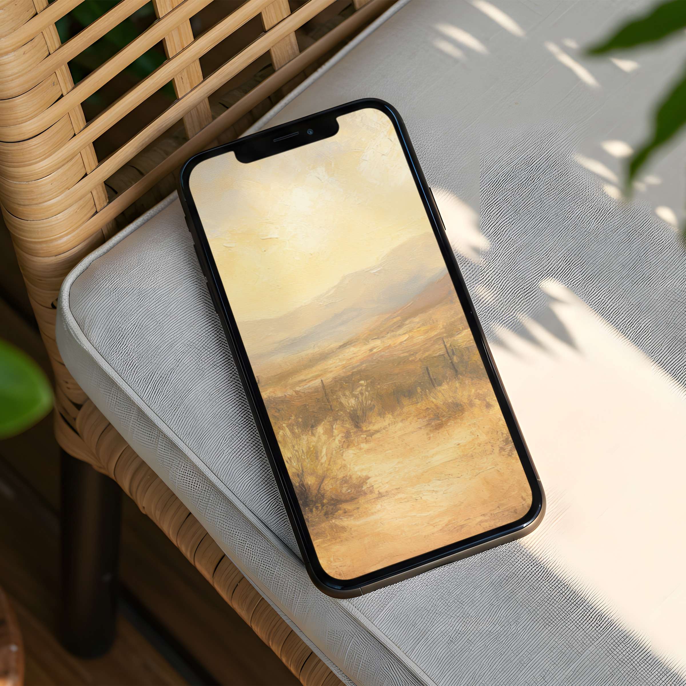 Elegant iPhone background featuring a serene desert landscape for instant download calm aesthetic suitable for any phone