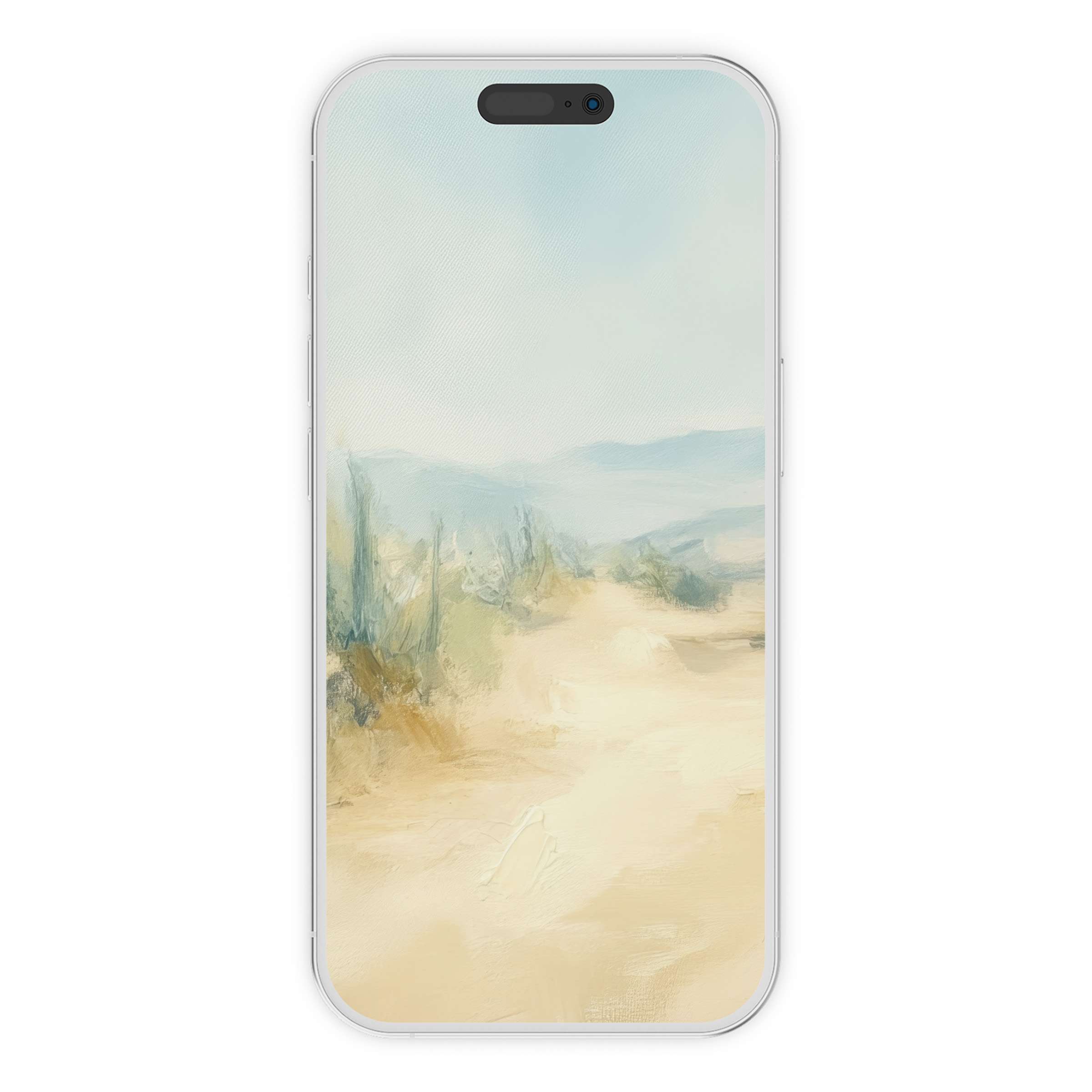 Landscape iPhone wallpaper with serene pastel tones offers a calming digital download for phone backgrounds, suitable for all devices