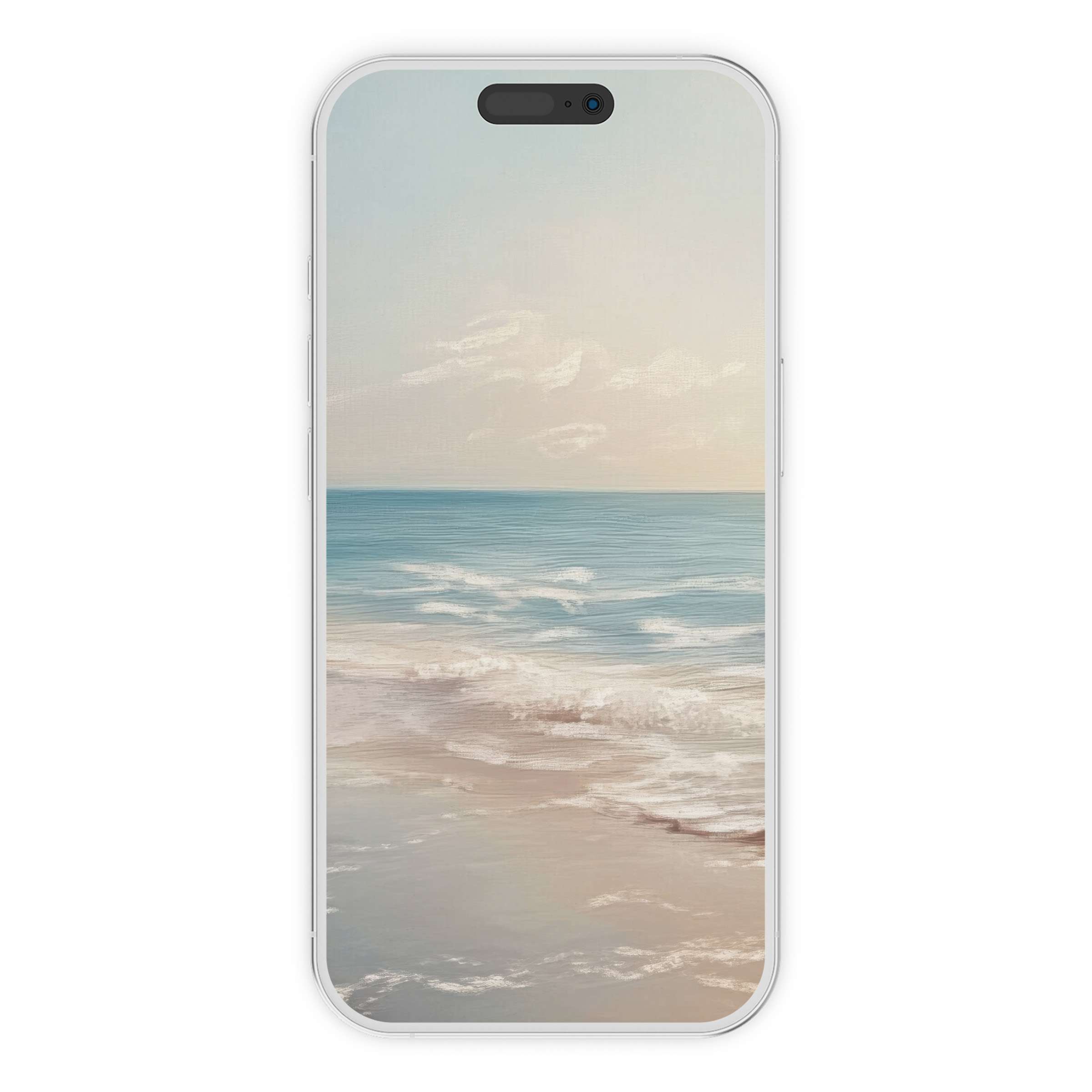 Elegant seascape landscape iPhone wallpaper digital download enhances phone background with serene watercolors ideal for Android too