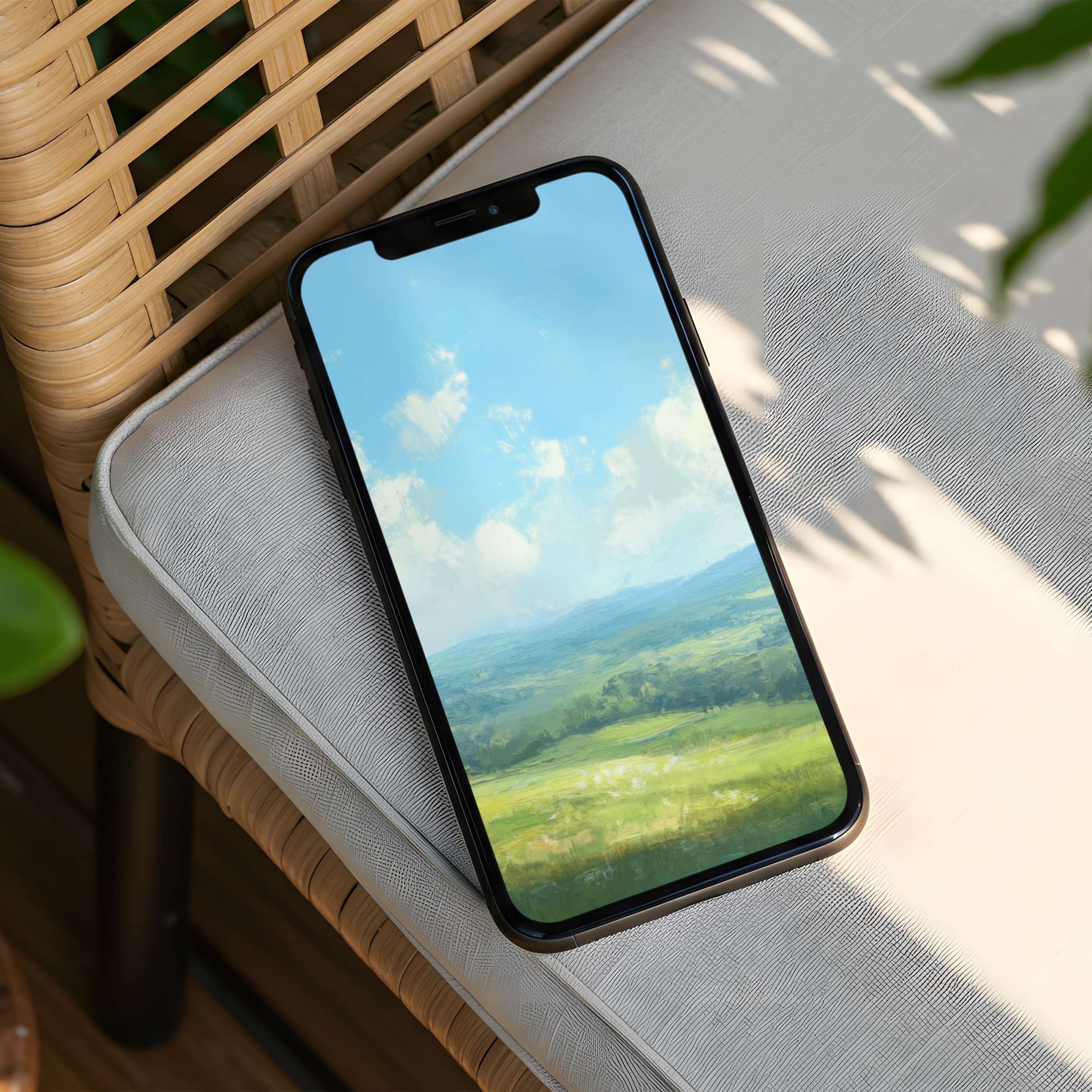 Elevate your iPhone background with this serene landscape art for instant download suited for any phone inspiring mindfulness