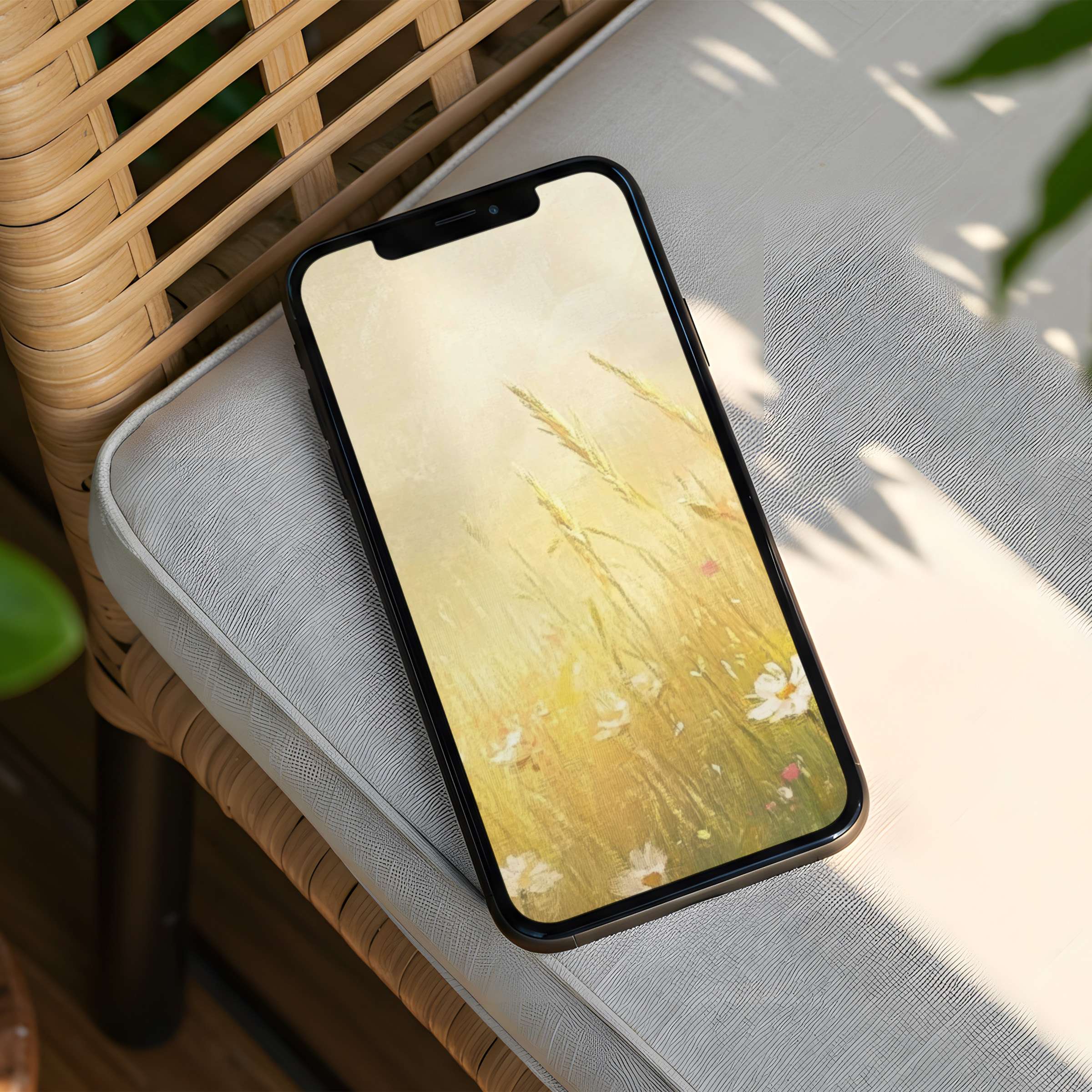 iPhone background with serene pastel meadow scene for instant download brings calm elegance to any phone creating mindful moments