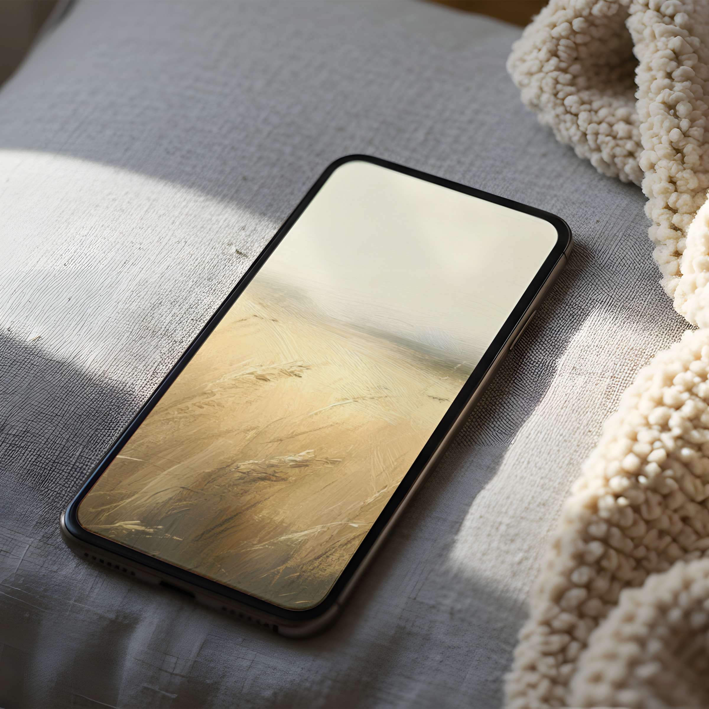 Elegant phone wallpaper featuring serene golden fields in high resolution offers tranquility on iPhone and Android, perfect for digital download
